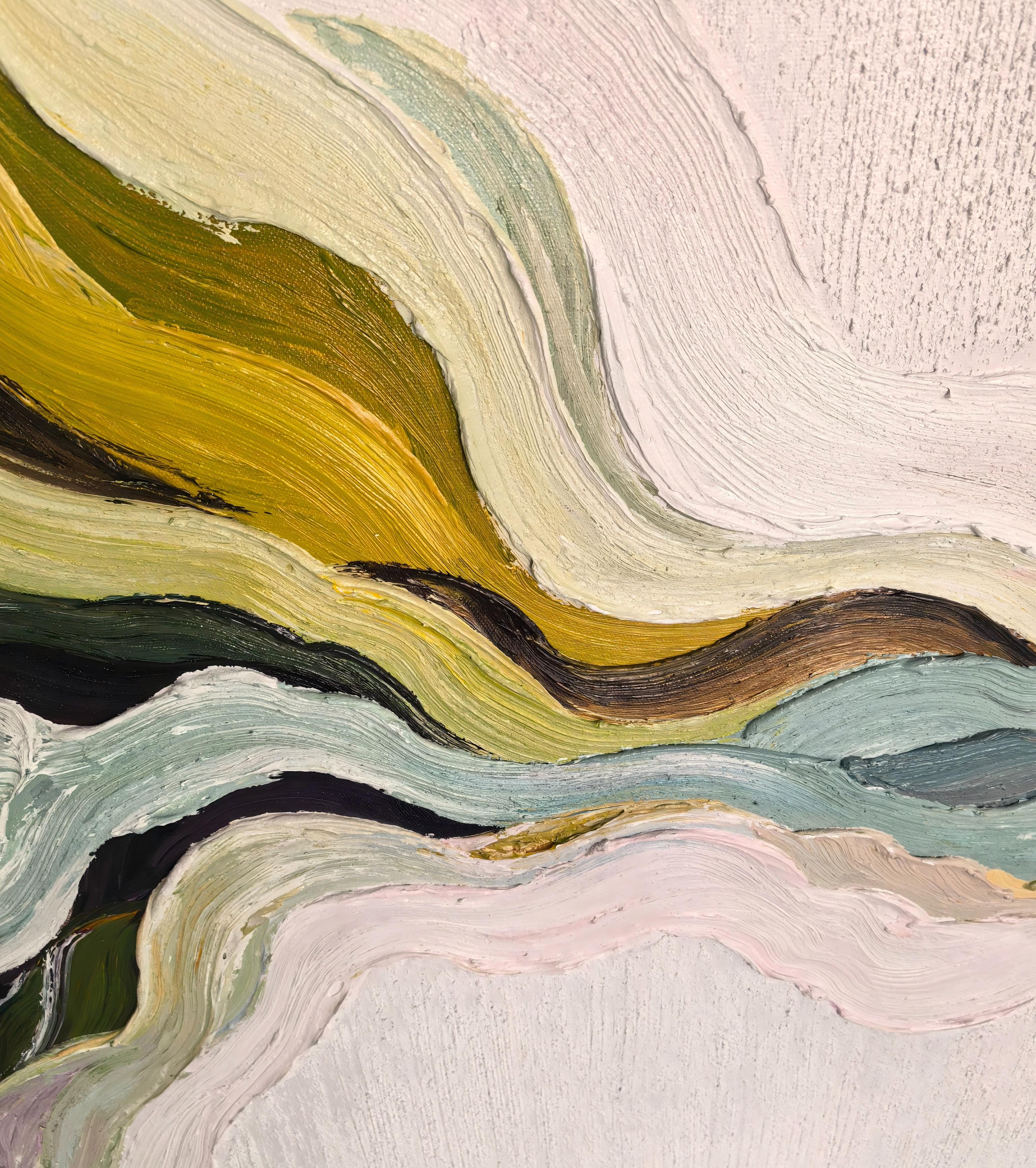 Mountain Rhythms – Heavy Texture Earth-Tone Abstract Painting | Modern Wabi-Sabi Large Living Room Art