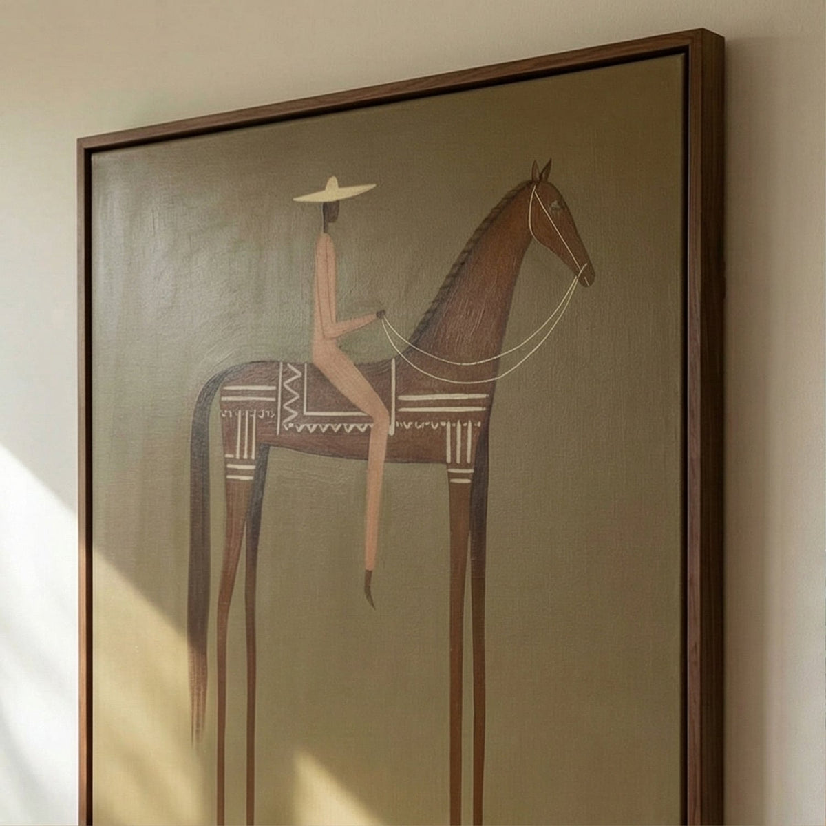 Spotted Trails Together – Brown Pinto Horse Rider Diptych | Modern Western Vertical Wall Art