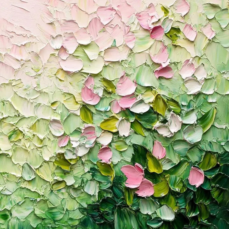 Petal Drift – Modern Pink Blossom Relief Floral Painting | Contemporary Botanical Bedroom & Living Room Art