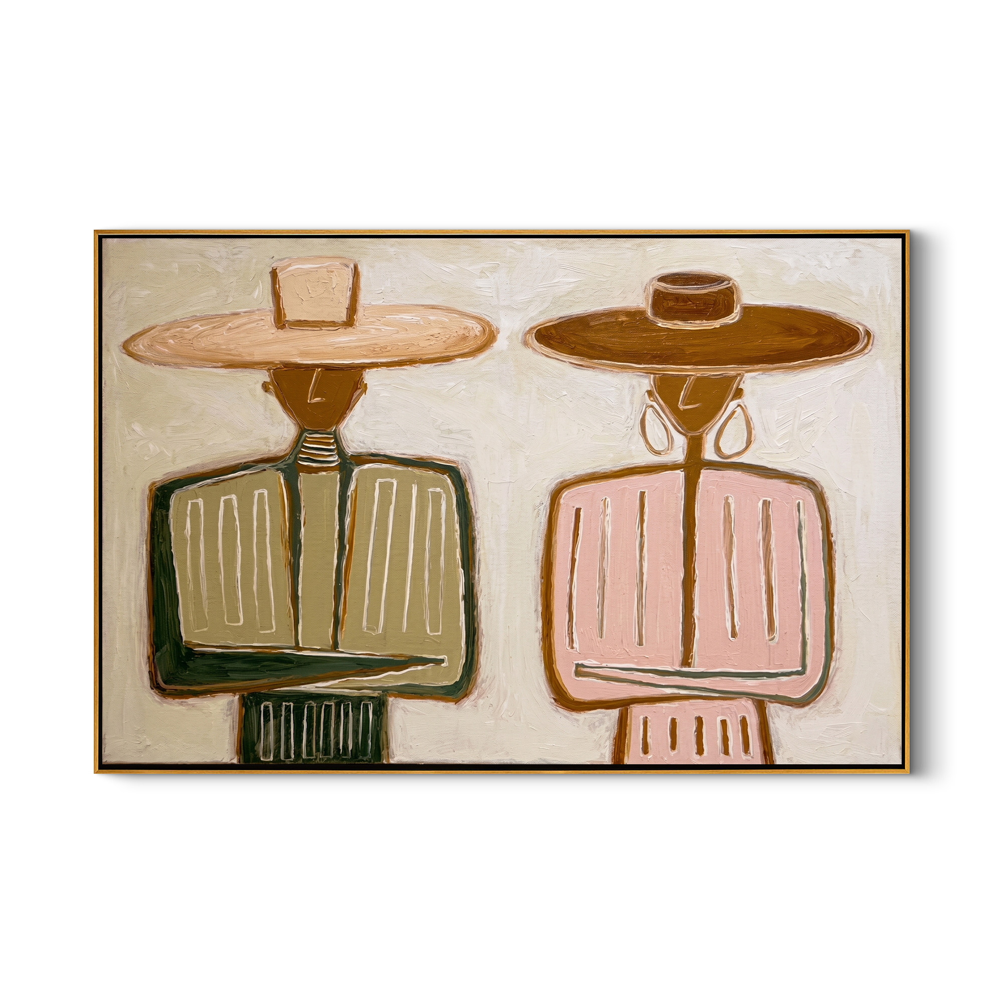 Quiet Harmony – Abstract Geometric Figures Painting | Heavy Texture Wabi-Sabi Wall Art