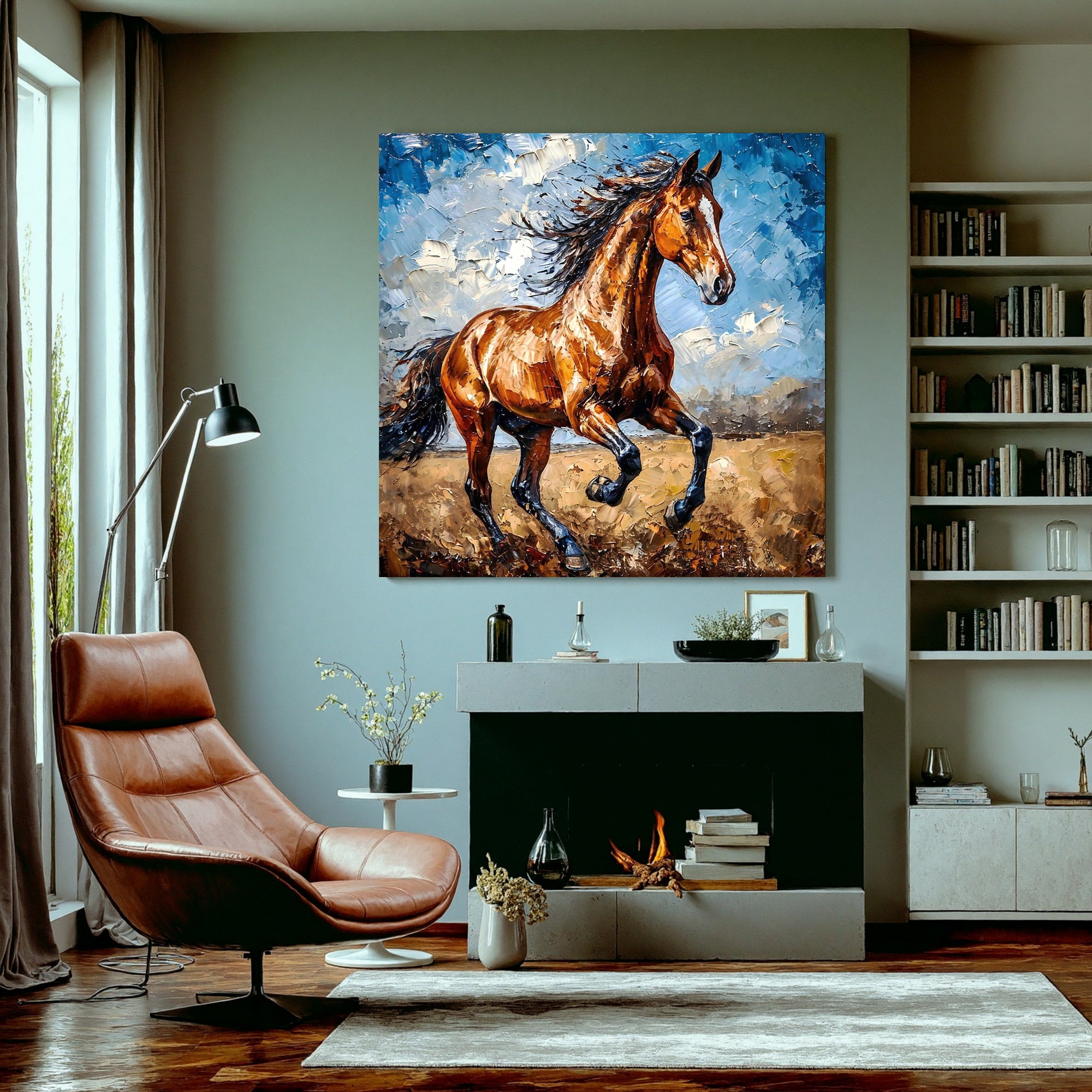 Wild Gallop – Textured Galloping Horse Abstract Painting | Dynamic Modern Living Room Art