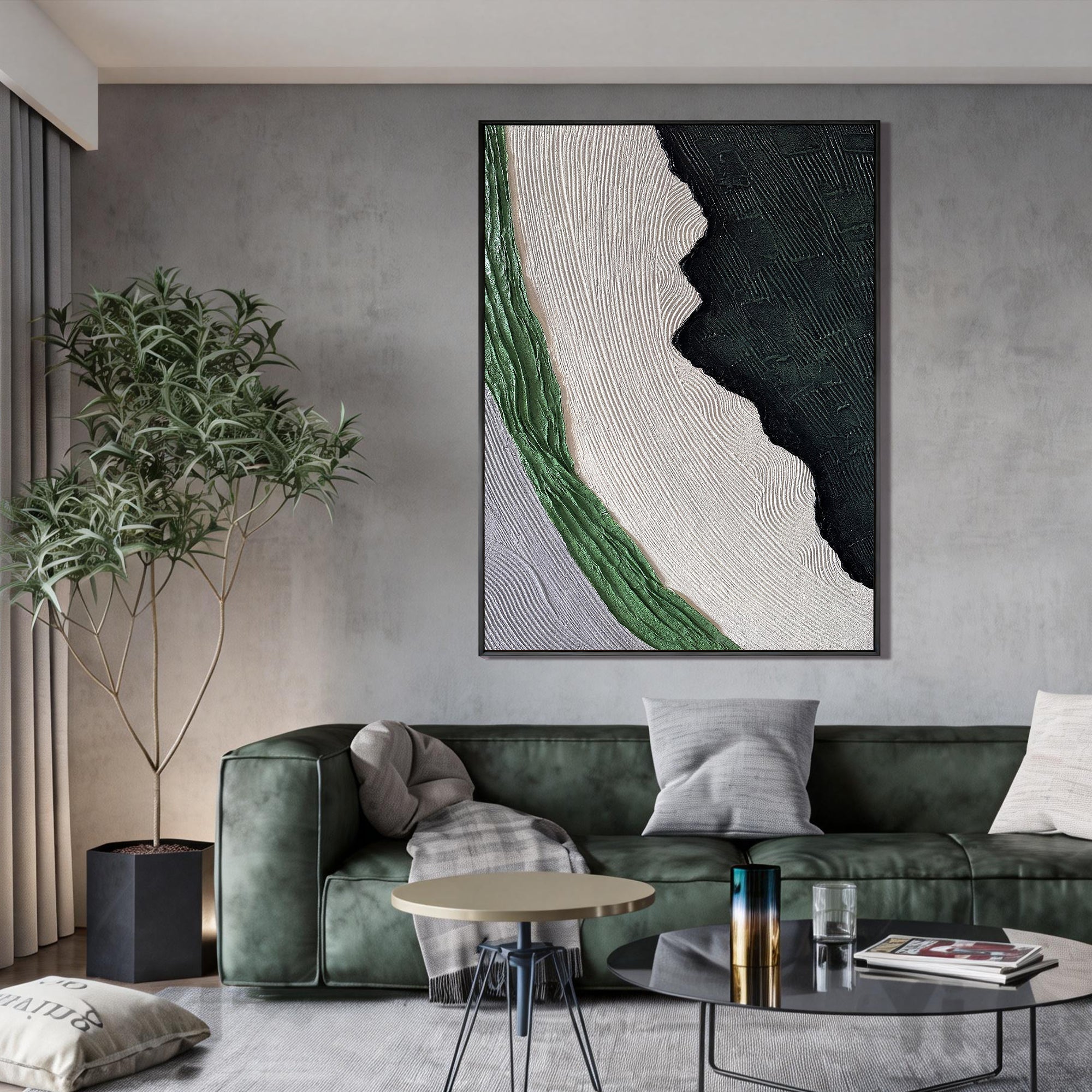 Forest Echoes – Wabi-Sabi Style Abstract Textured Painting | Modern Minimalist Entryway Art