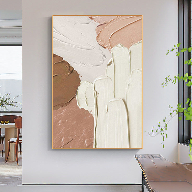 Tactile Flow – Heavy Impasto Neutral Abstract | Wabi-sabi Plaster Texture Modern Hallway Art