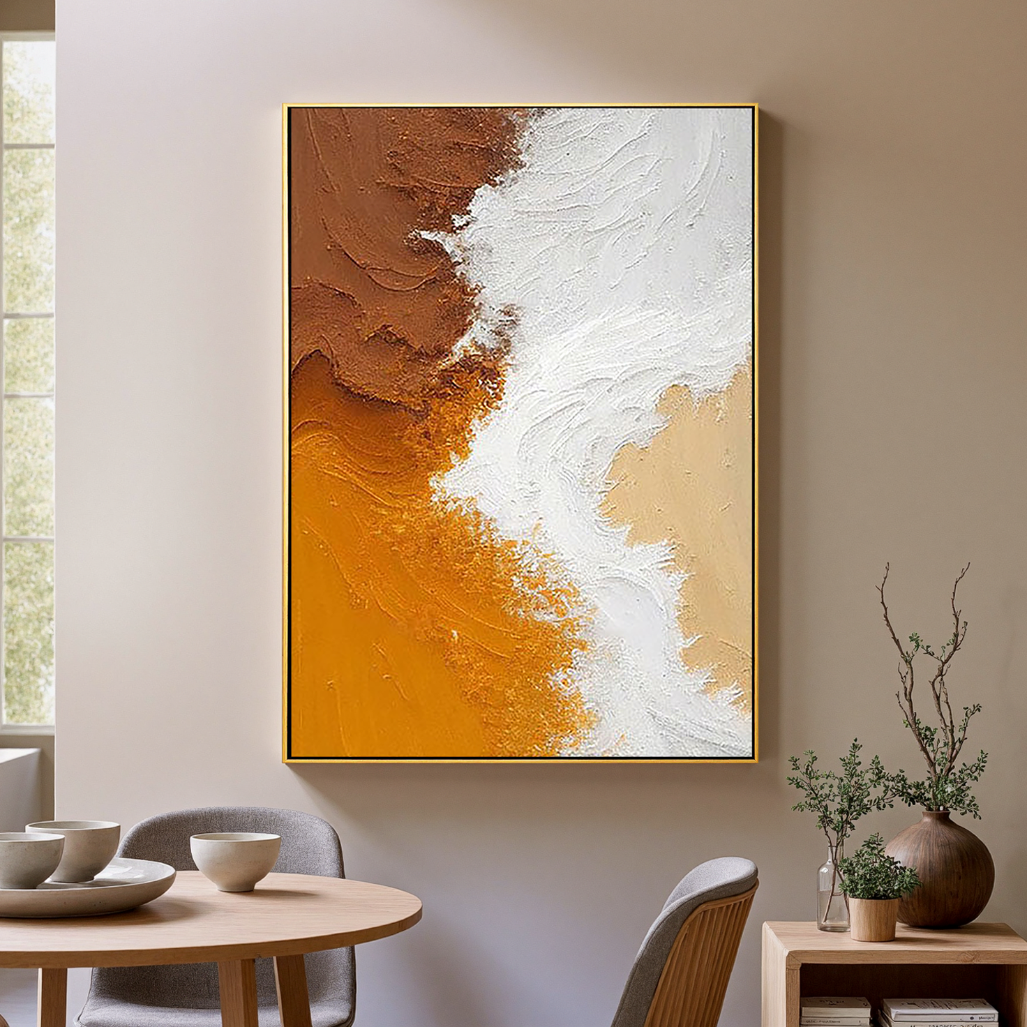Earthen Tide – Wabi-Sabi Earth Tone Heavy Textured Art | Modern Abstract Living Room Art