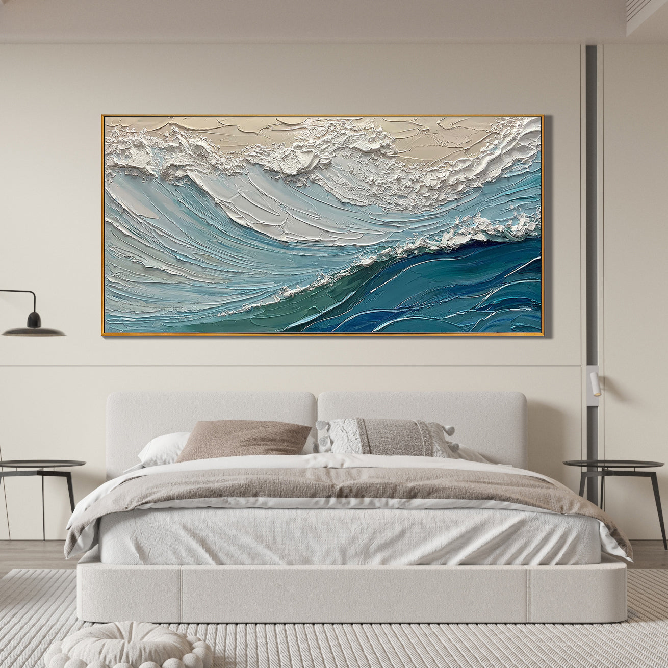 Ocean Surge – Modern Blue Coastal Relief Texture Painting | Coastal Modern Living Room & Bedroom Art