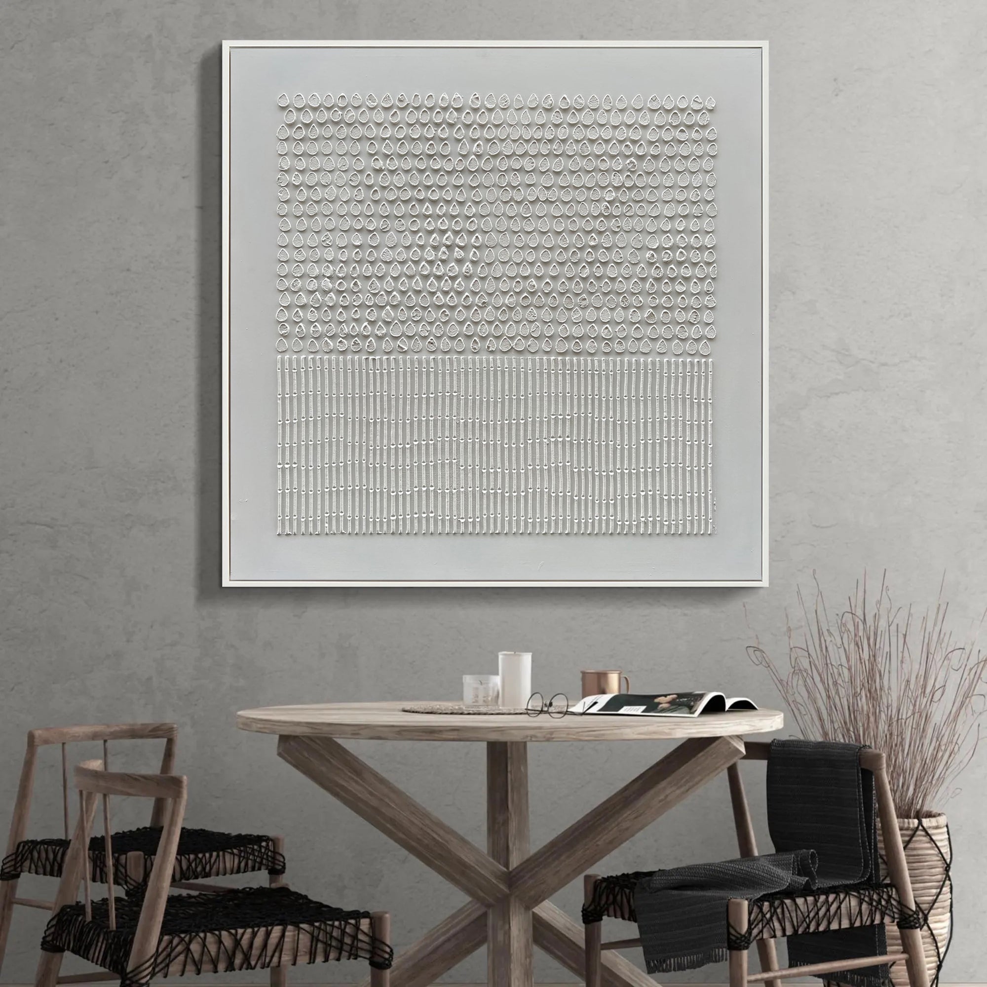 Silent Order – Minimalist Monochromatic Geometric Art | Luxury Modern Wabi-Sabi Living Room Art