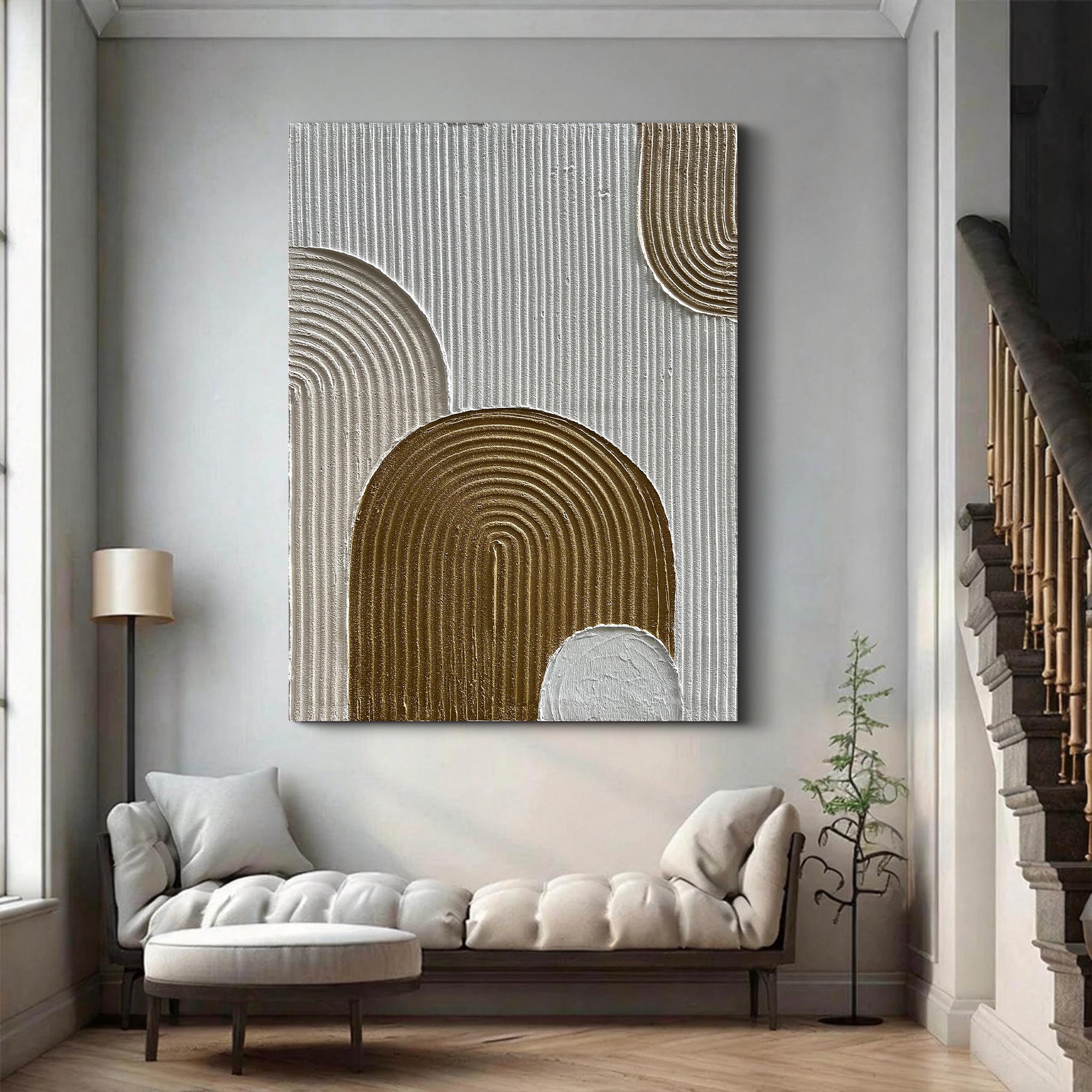 Gates of Serenity – Modern Minimalist Arch Art | Abstract Geometric Textured Living Room Art