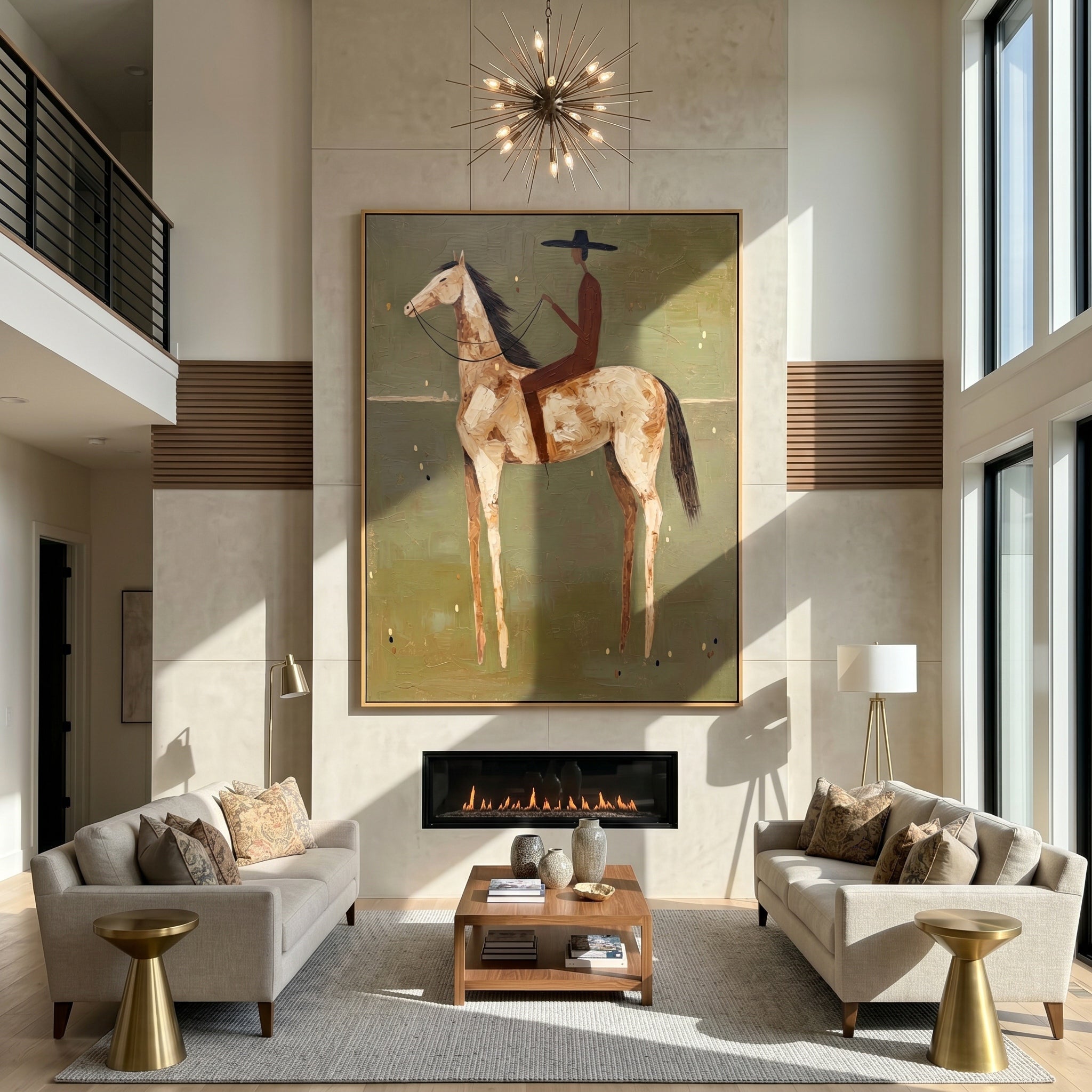 The Silent Rider – Wabi-Sabi Earth Tone Abstract Horse Painting | Minimalist Textured Entryway Art