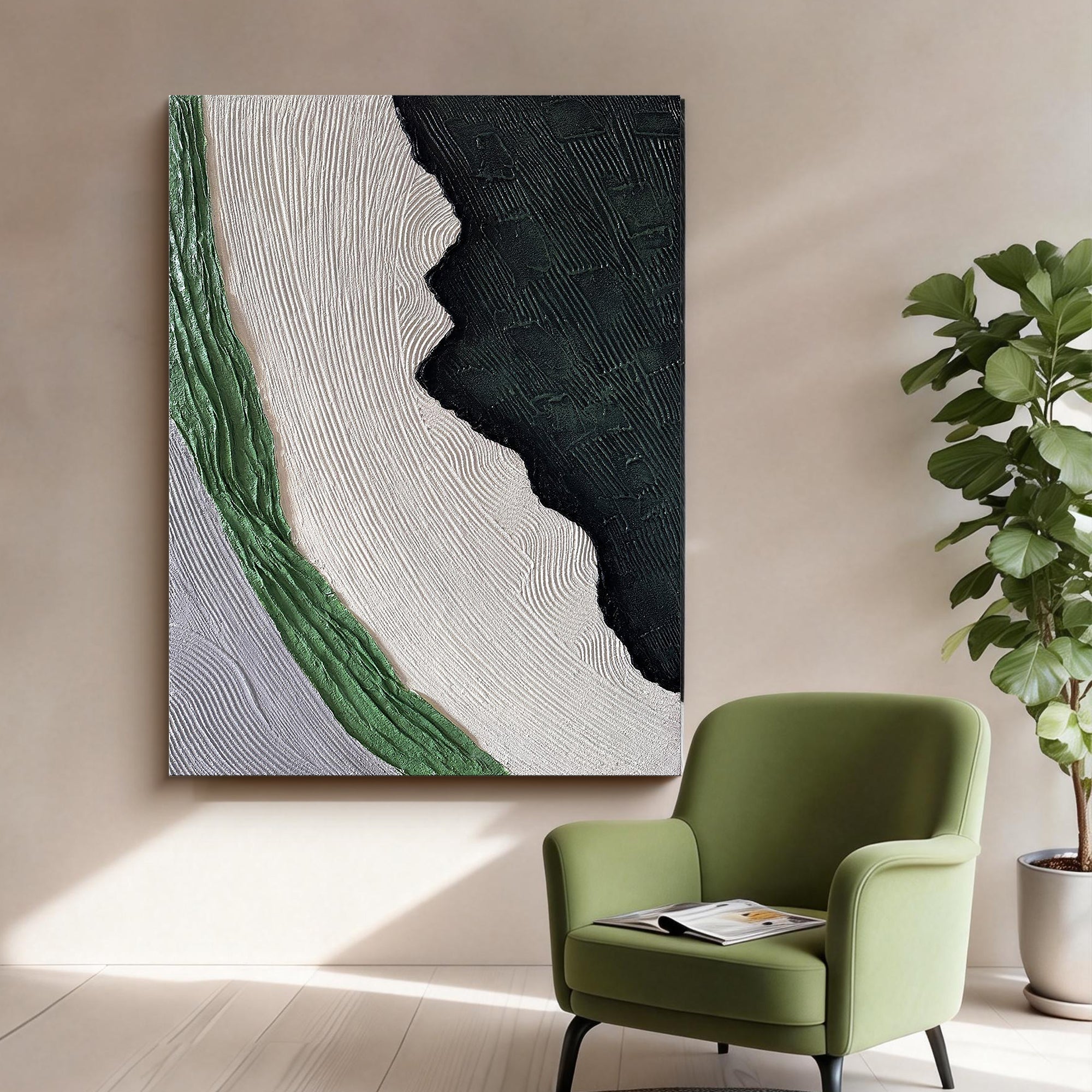 Forest Echoes – Wabi-Sabi Style Abstract Textured Painting | Modern Minimalist Entryway Art