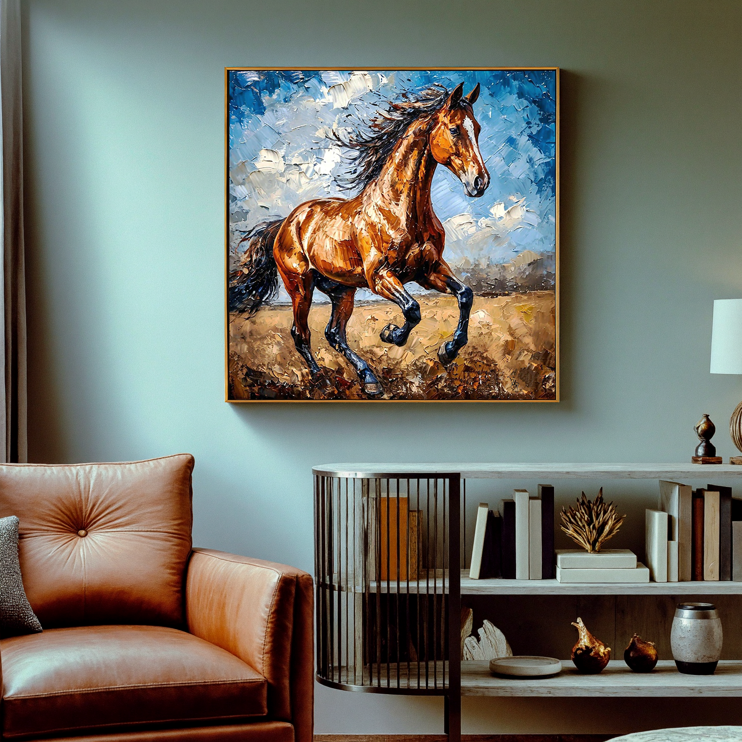 Wild Gallop – Textured Galloping Horse Abstract Painting | Dynamic Modern Living Room Art