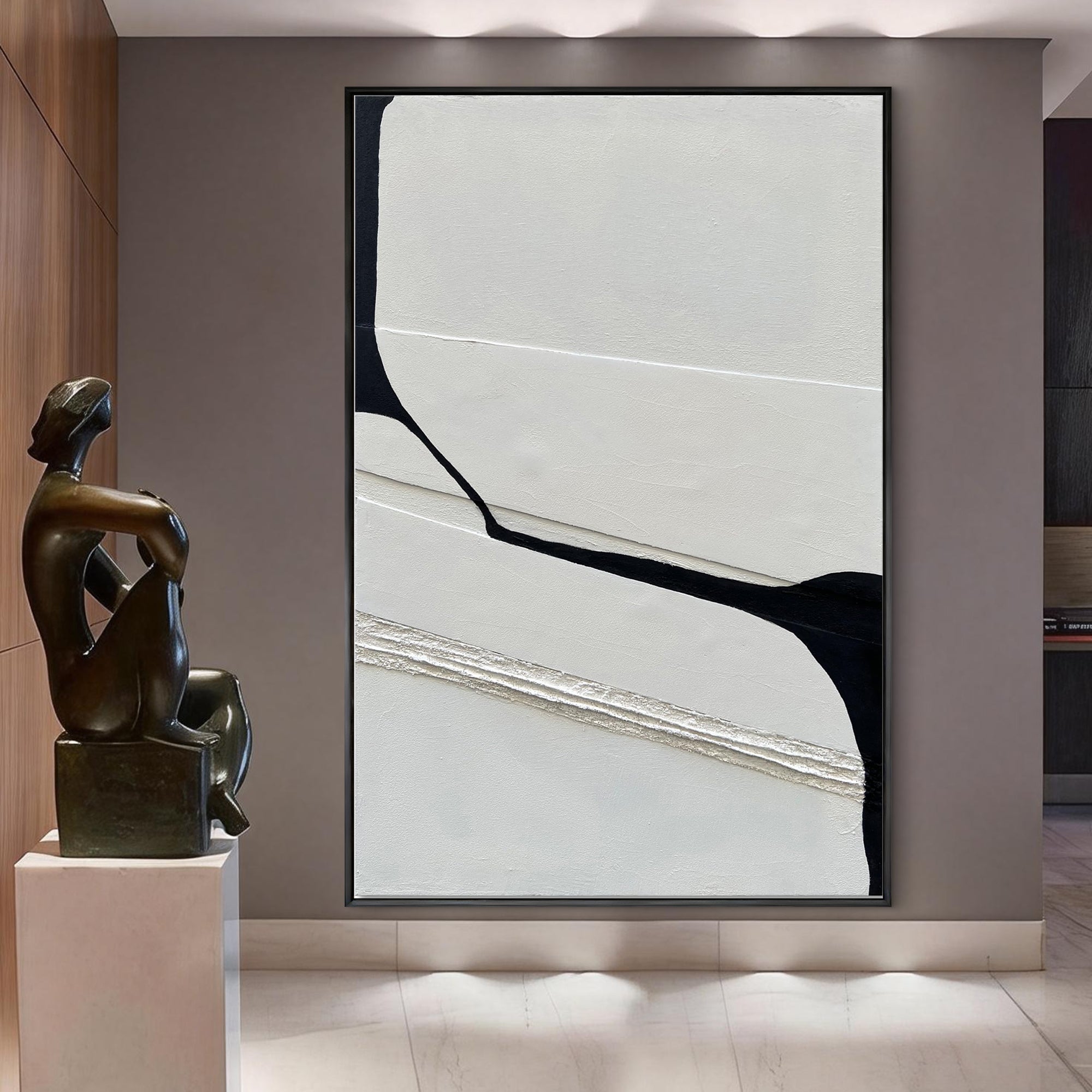MONO EDGE: Minimalist Black and White Wall Art, Modern Abstract Geometric Canvas