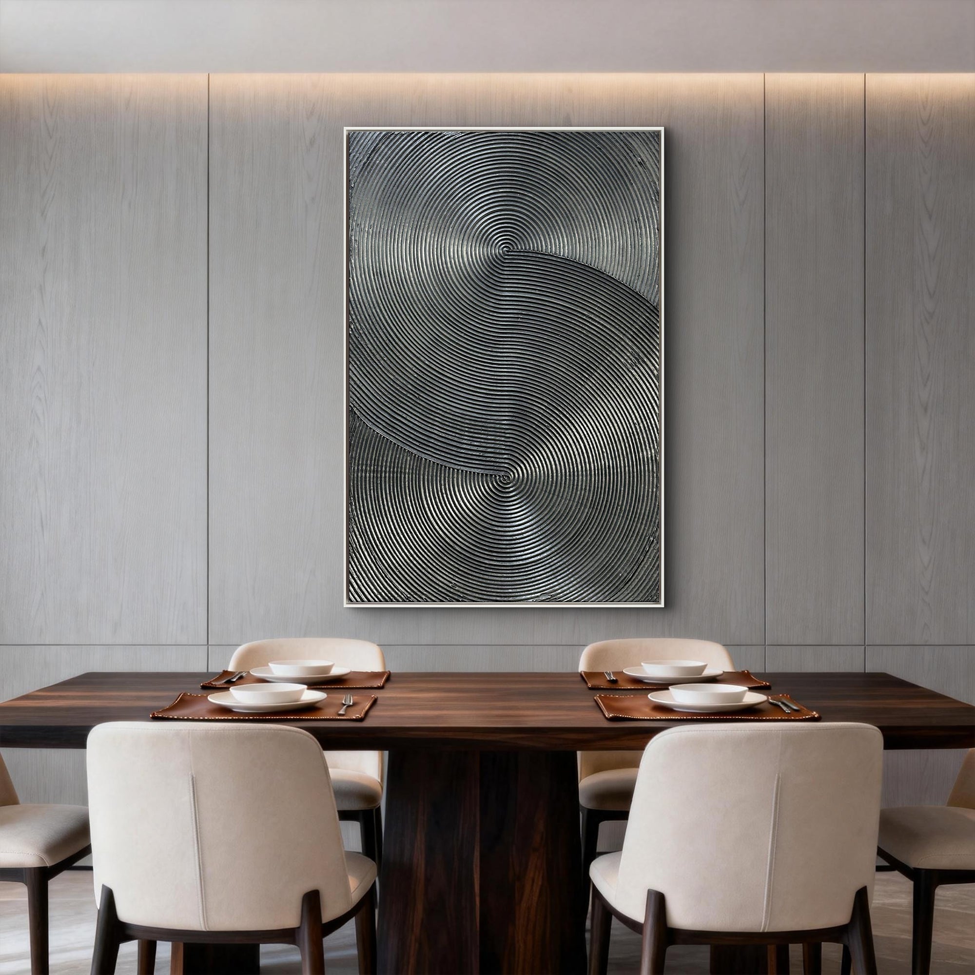 Obsidian Echo – Minimalist Dark Charcoal Textured Art | Modern Industrial Geometric Living Room Art