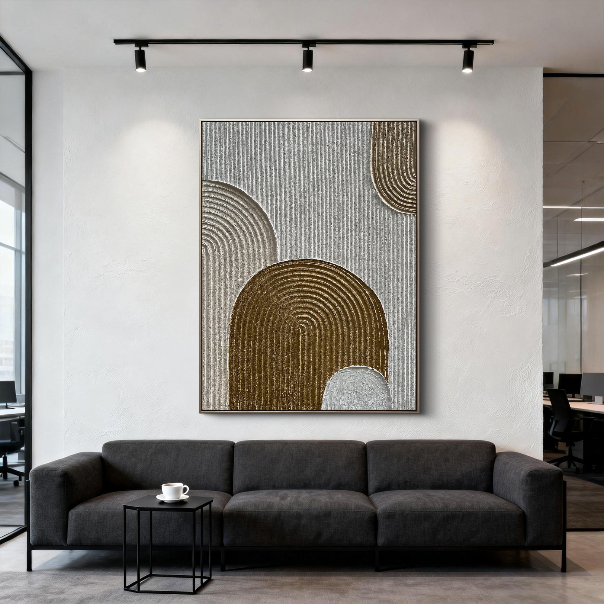 Gates of Serenity – Modern Minimalist Arch Art | Abstract Geometric Textured Living Room Art