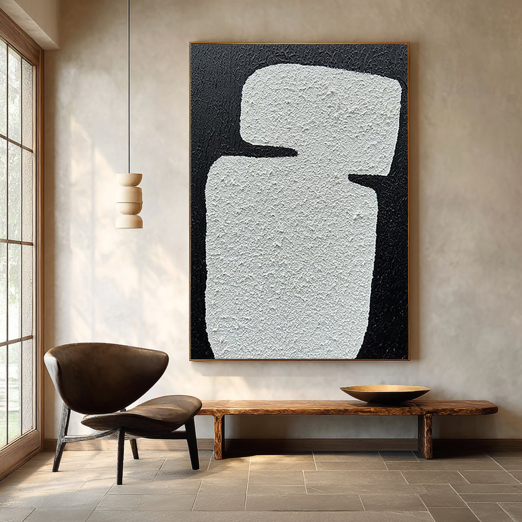 MONOLITH RIDGE: Modern Abstract Minimalist Wall Art, 3D Heavy Texture Plaster Relief Painting