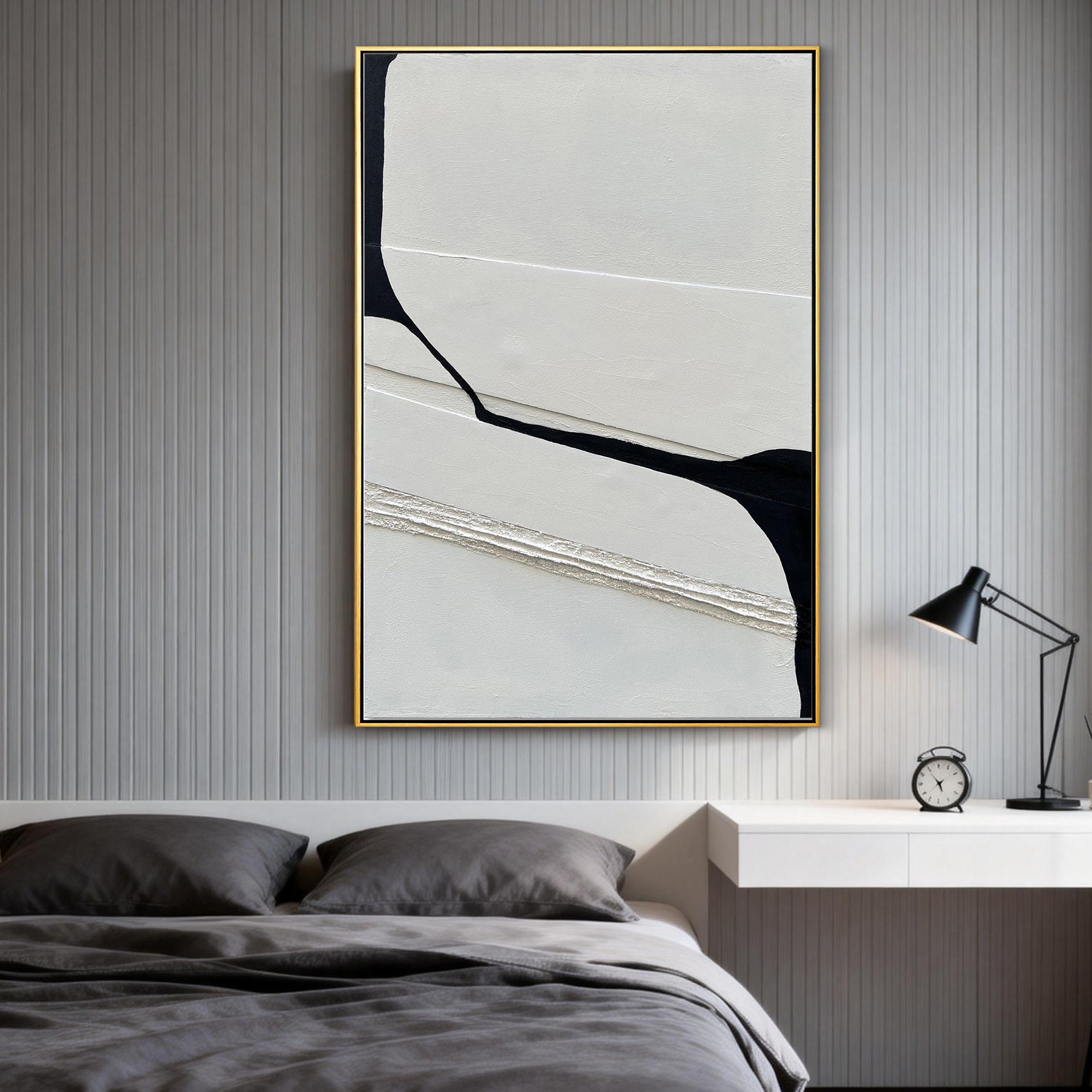 MONO EDGE: Minimalist Black and White Wall Art, Modern Abstract Geometric Canvas