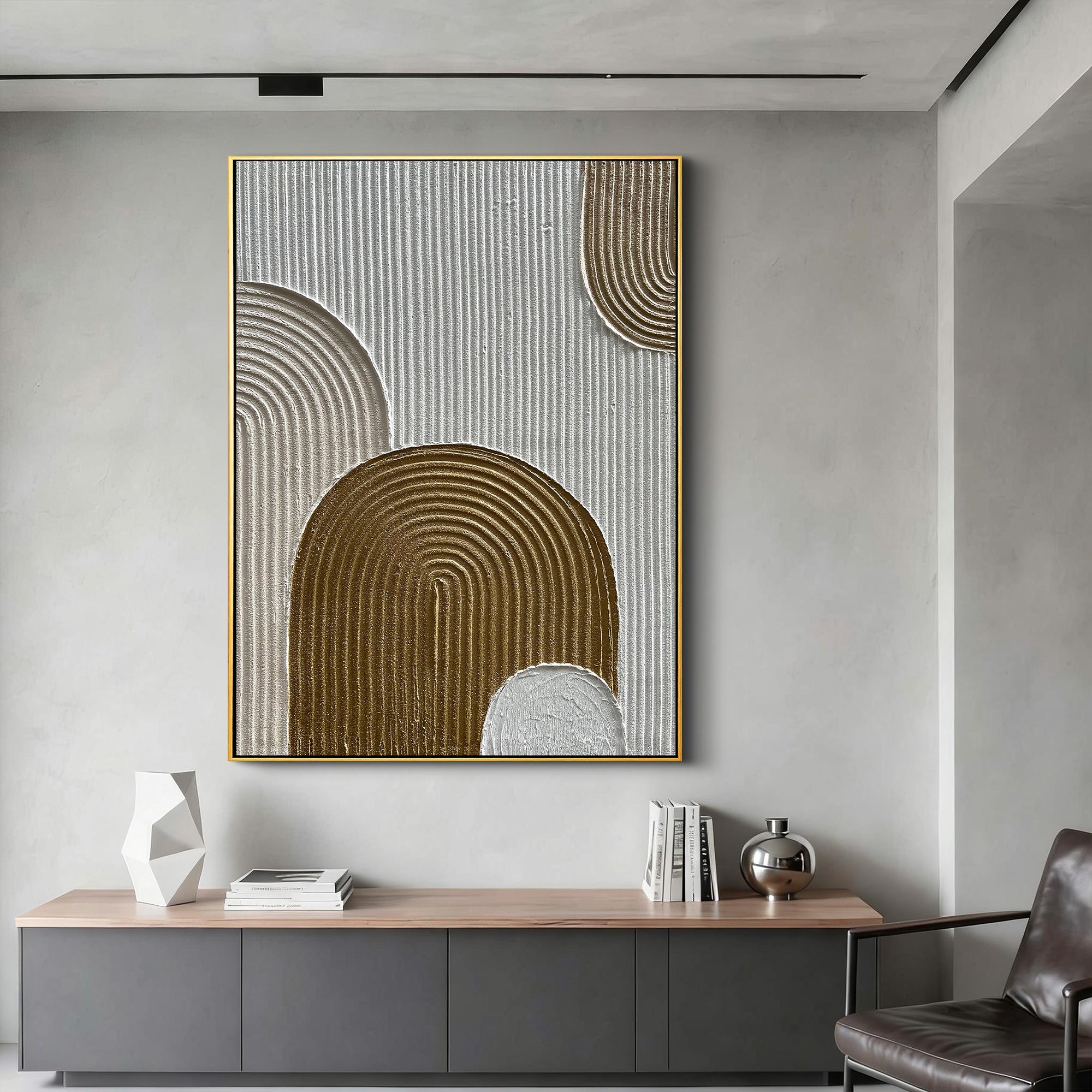 Gates of Serenity – Modern Minimalist Arch Art | Abstract Geometric Textured Living Room Art