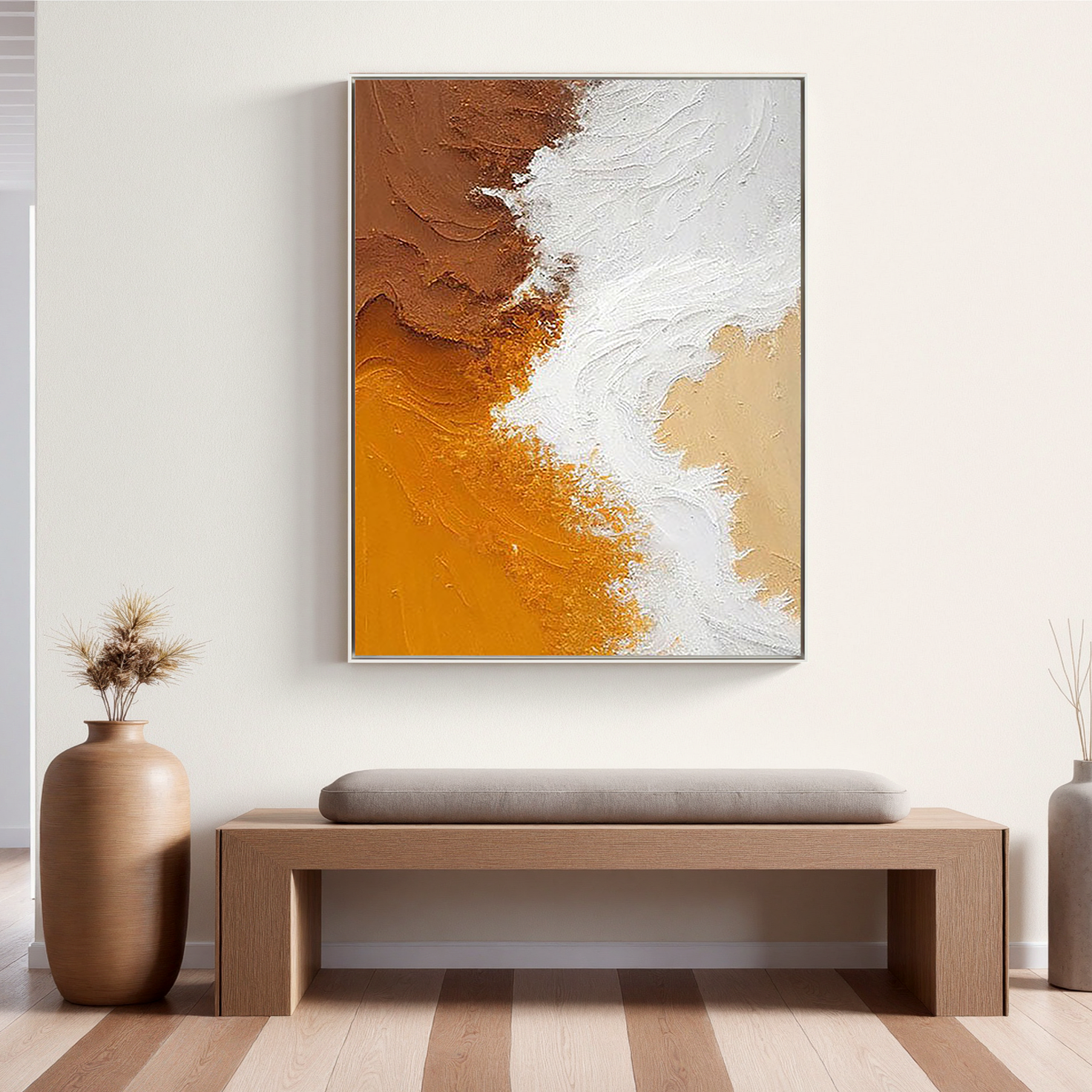 Earthen Tide – Wabi-Sabi Earth Tone Heavy Textured Art | Modern Abstract Living Room Art