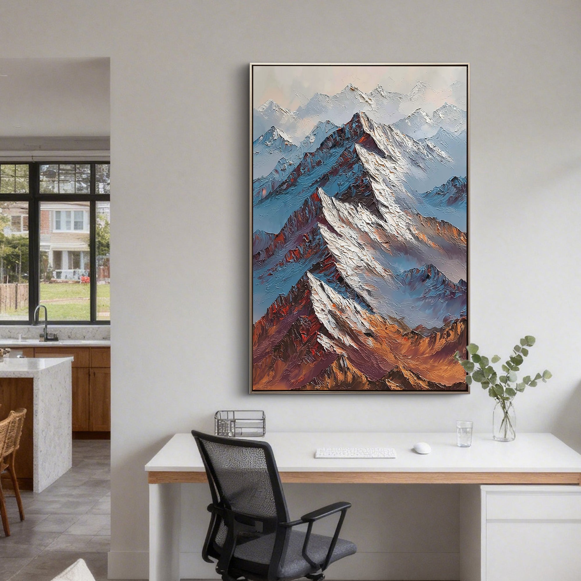 Ember Summit – Bold Textured Alpine Landscape Heavy Painting | Contemporary Mountain Living Room & Home Office Art