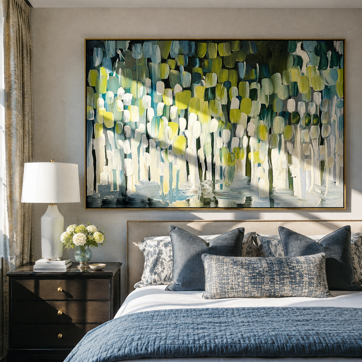 Mint Rhythm – 3D Heavy Texture Geometric Palette Knife Canvas Abstract Painting | Modern Abstract Living Room & Office Art