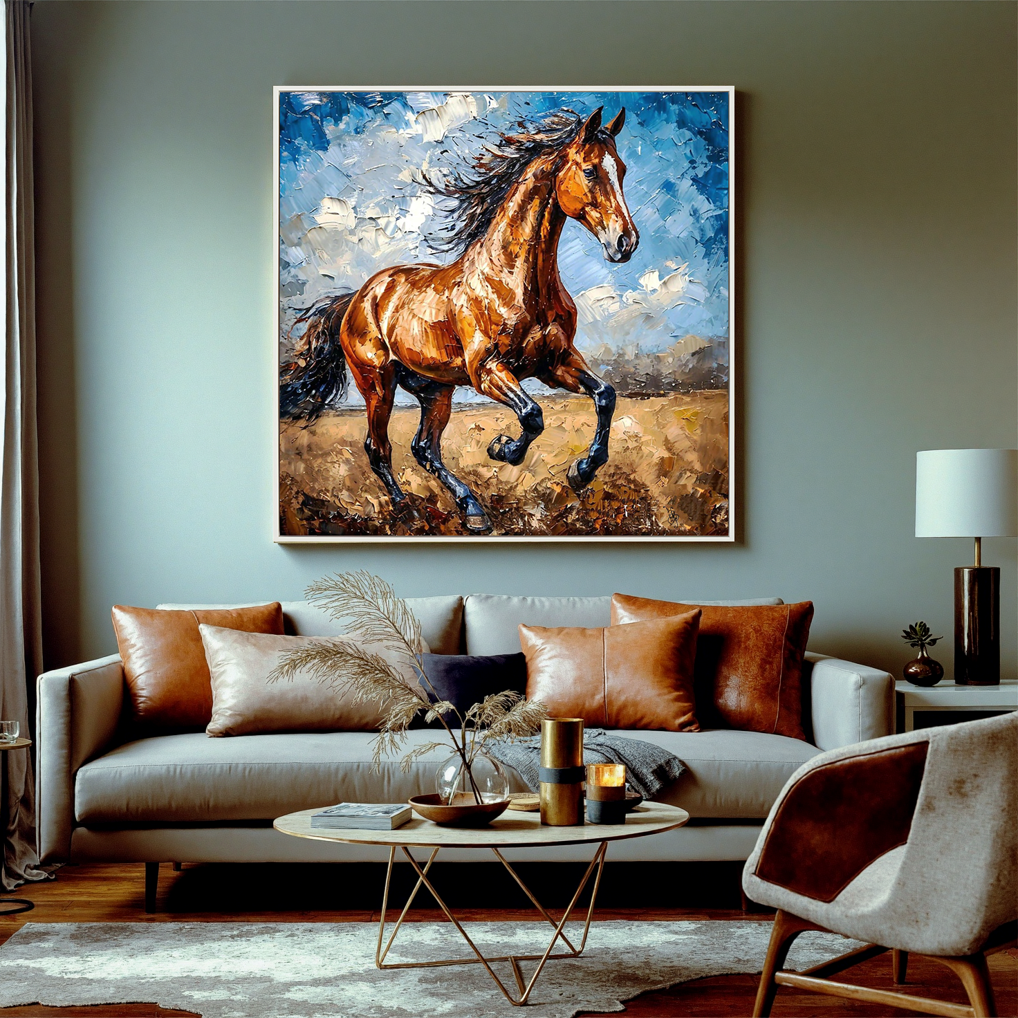 Wild Gallop – Textured Galloping Horse Abstract Painting | Dynamic Modern Living Room Art
