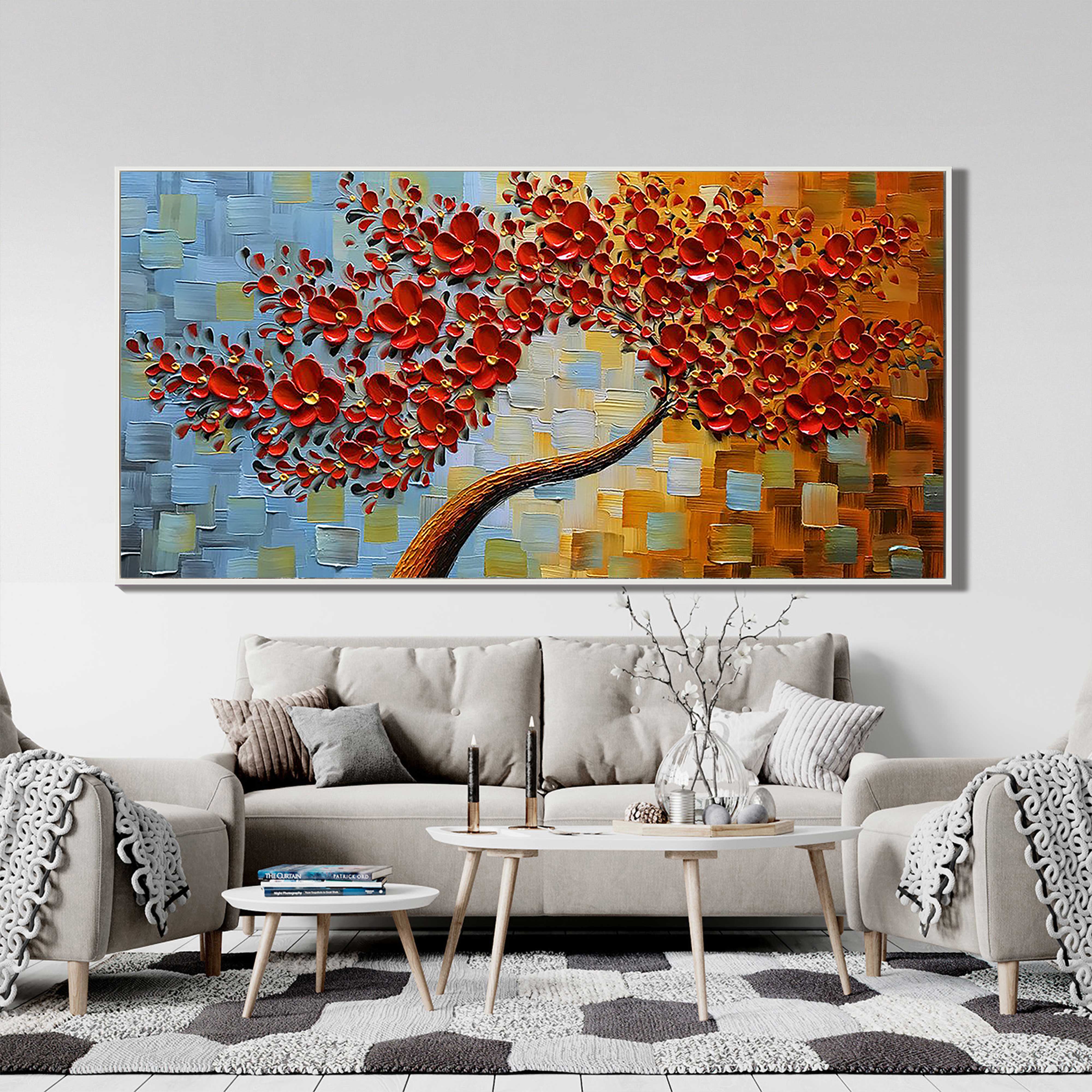 METALLIC RHYTHM: Luxury Black & Gold Geometric Painting, Panoramic 3D Round Textured Art