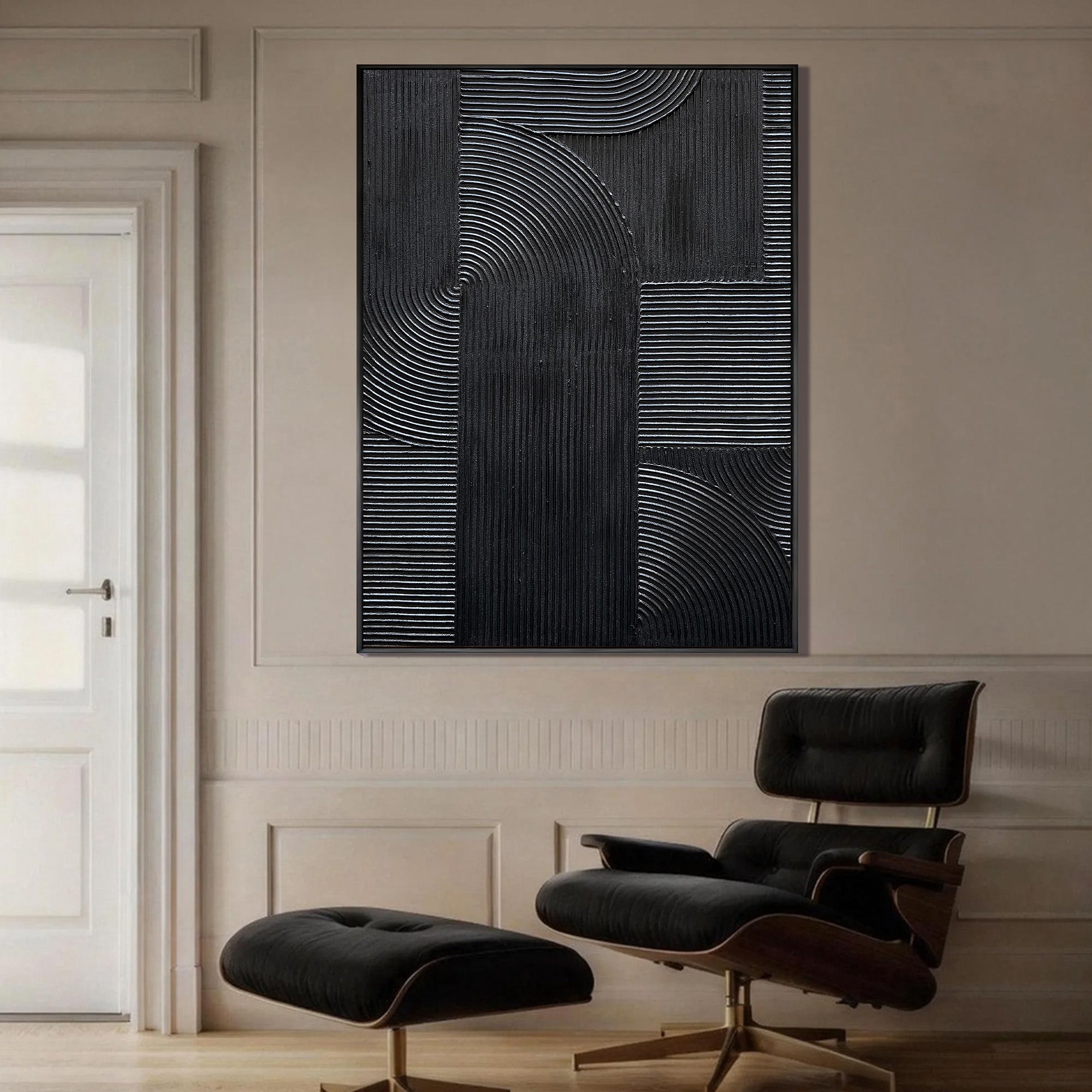 Onyx Matrix – Modern Linear Plaster Relief Texture Painting | Contemporary Plaster Texture Living Room & Office Art