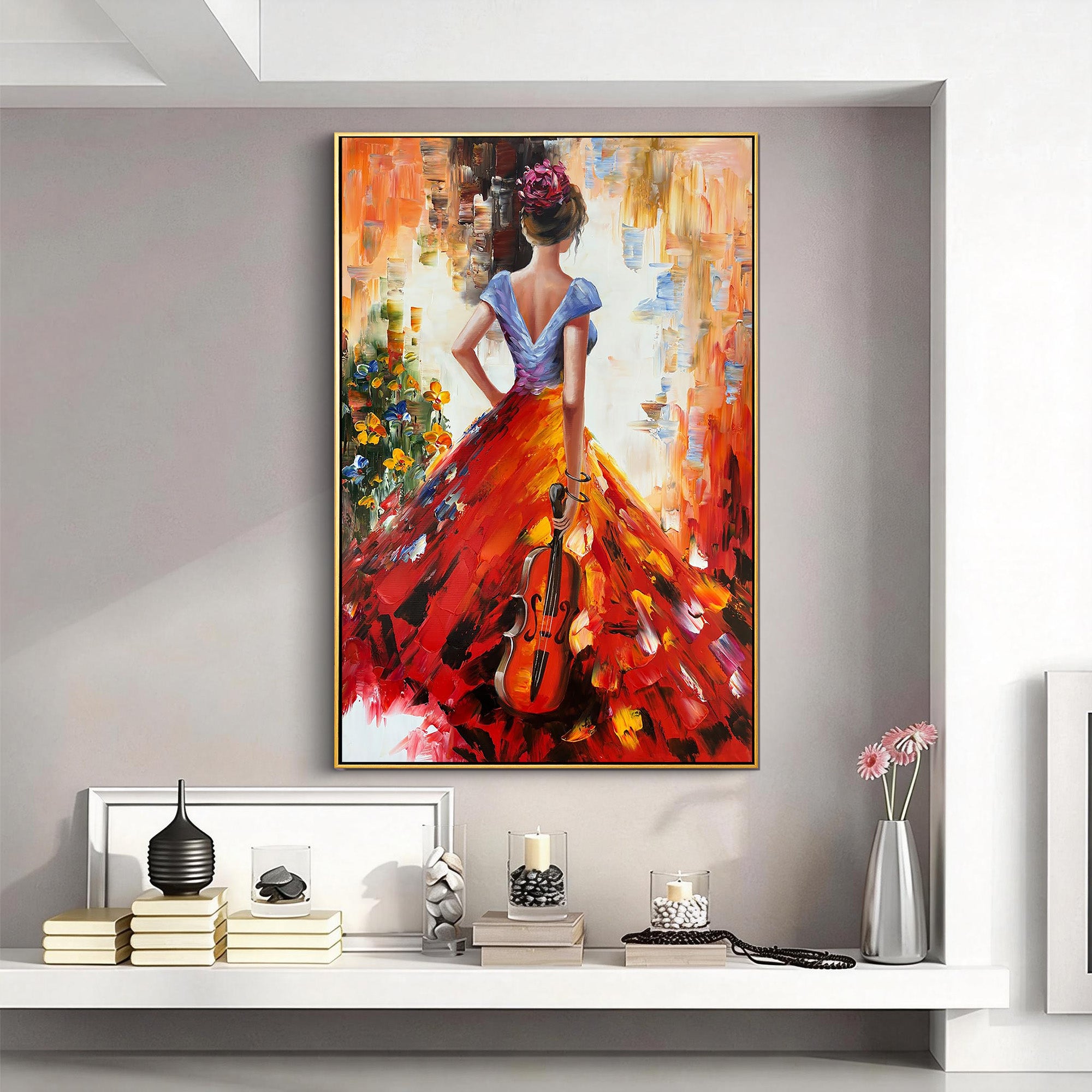 Flamenco Soul – Heavy Impasto Musical Bold Painting | Bold Abstract Palette Knife Living Room Art