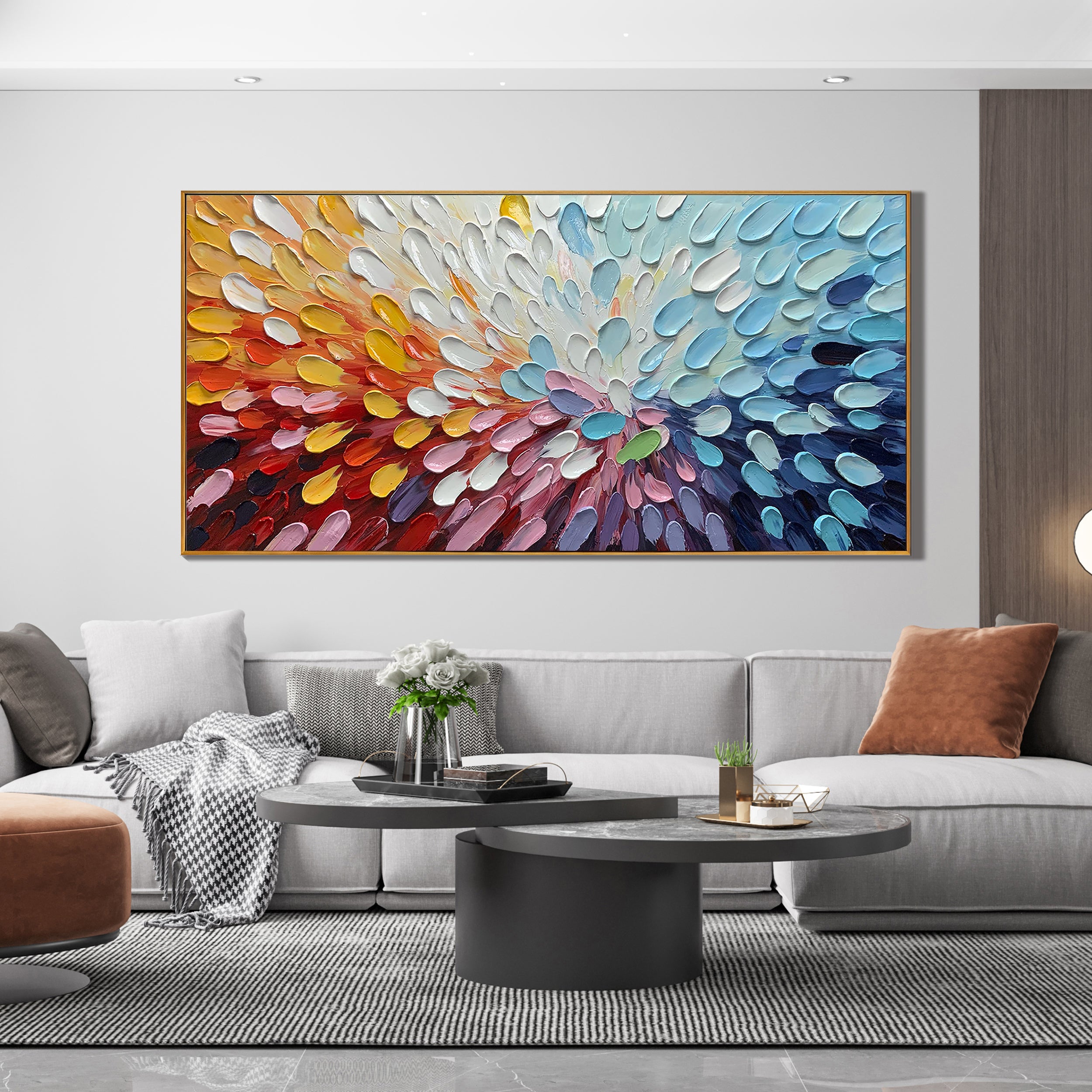 Vivid Surge – Colorful Impasto Palette Knife Abstract Painting | Bold Abstract Palette Knife Living Room Art