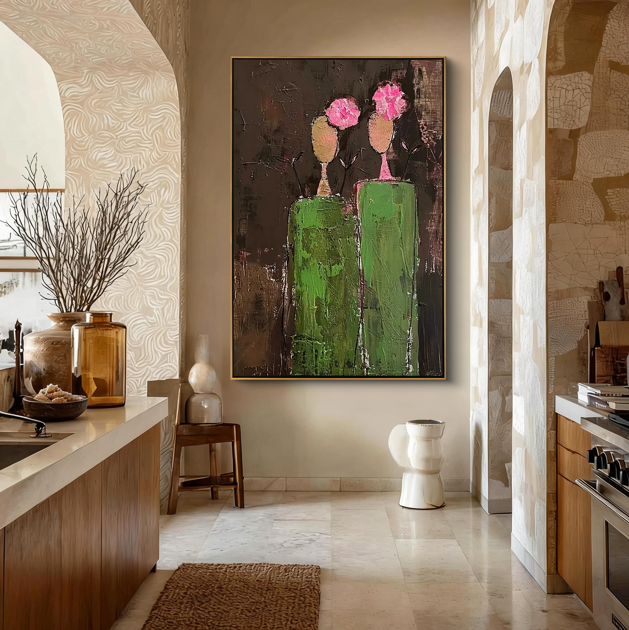 ETERNAL BOND: Abstract People Wall Art, Modern Figurative Palette Knife Heavy Texture Oil Painting