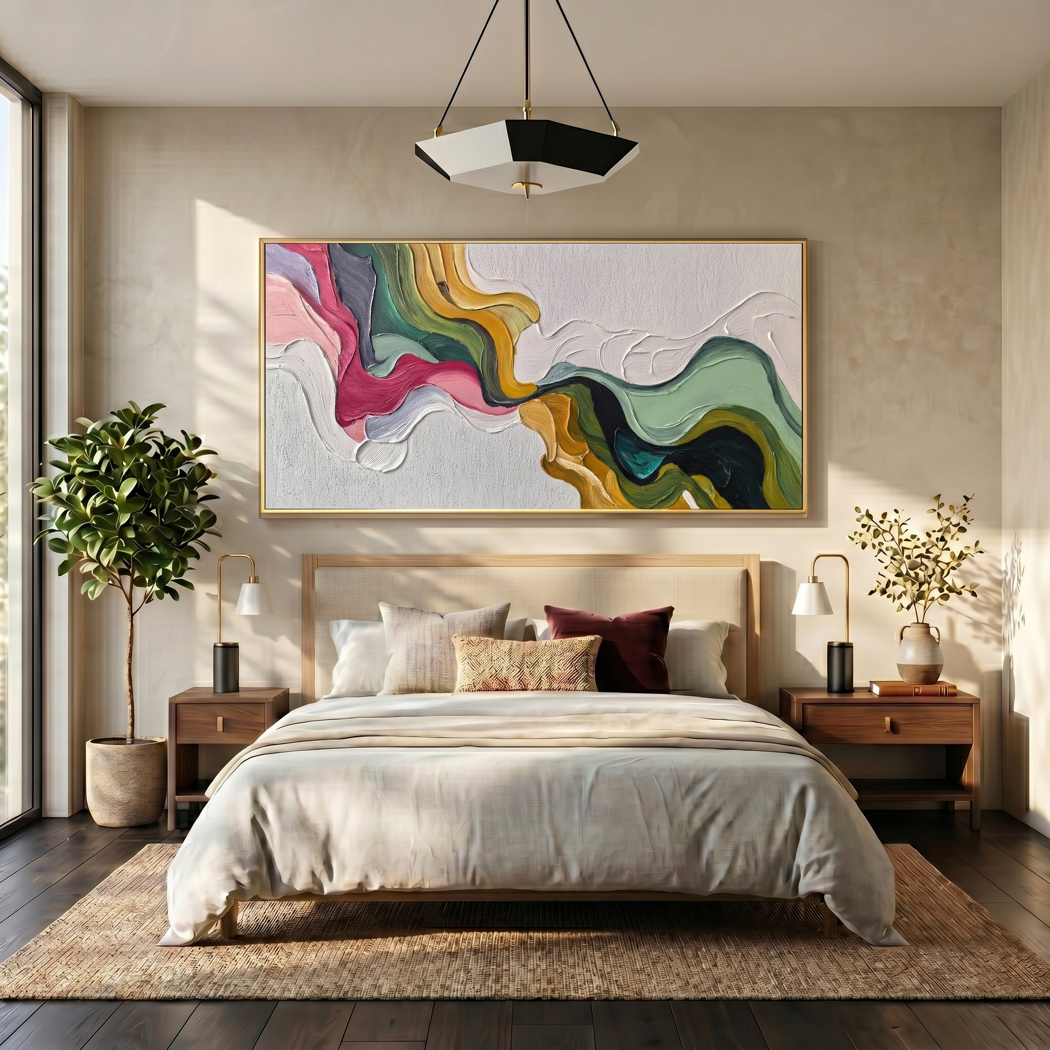 Earth's Veins – Modern Sculptural Texture Abstract Painting | Wabi-Sabi Vintage Green Entryway Wall Art