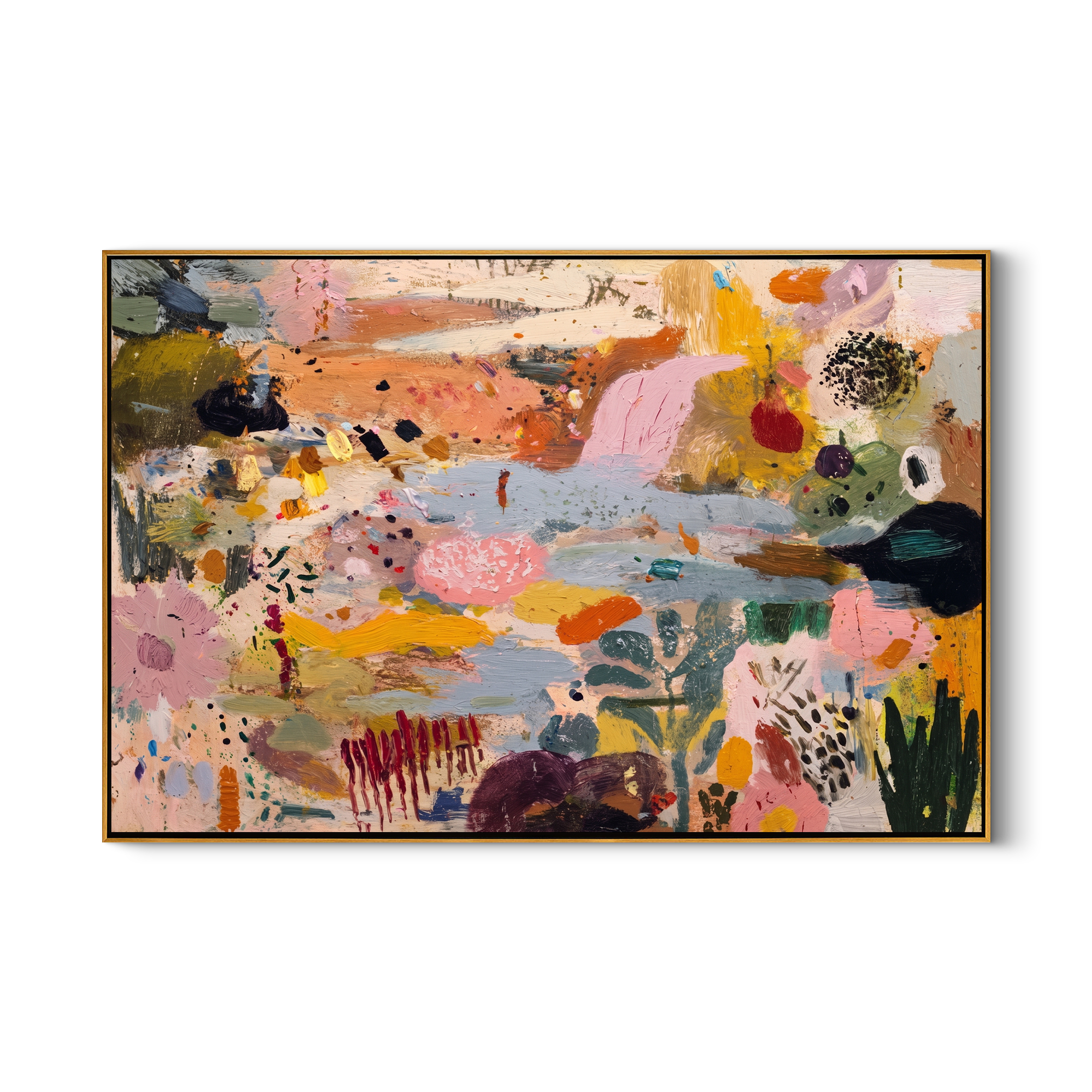 Wild Garden Burst – Colorful Abstract Expressionist Painting | Boho Chic Living Room Art