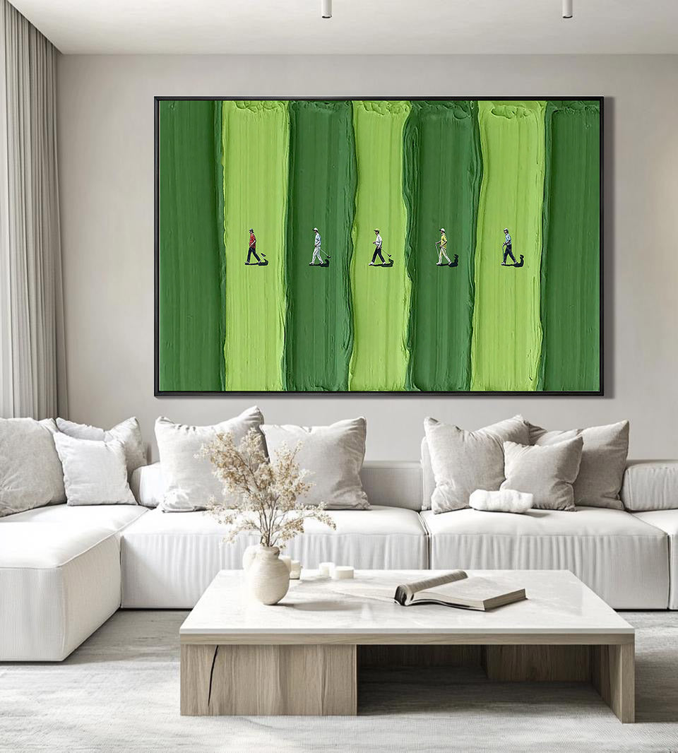 Walking the Green – Modern Golf Fairway Relief Sport Painting | Contemporary Sport Home Office & Living Room Art