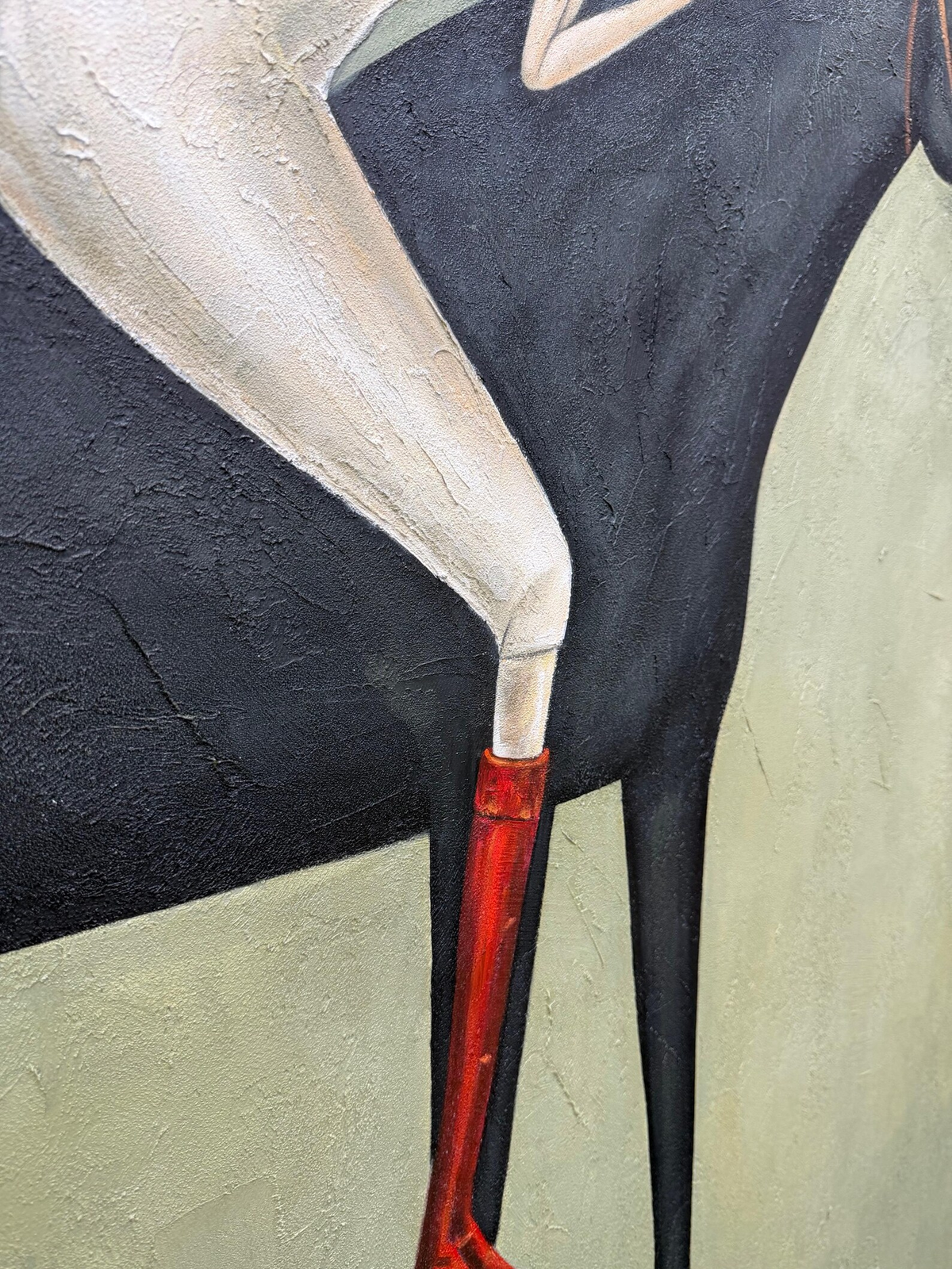Midnight Horse Embrace – Minimalist Black Horse and Figure Painting | Modern Western Horizontal Wall Art