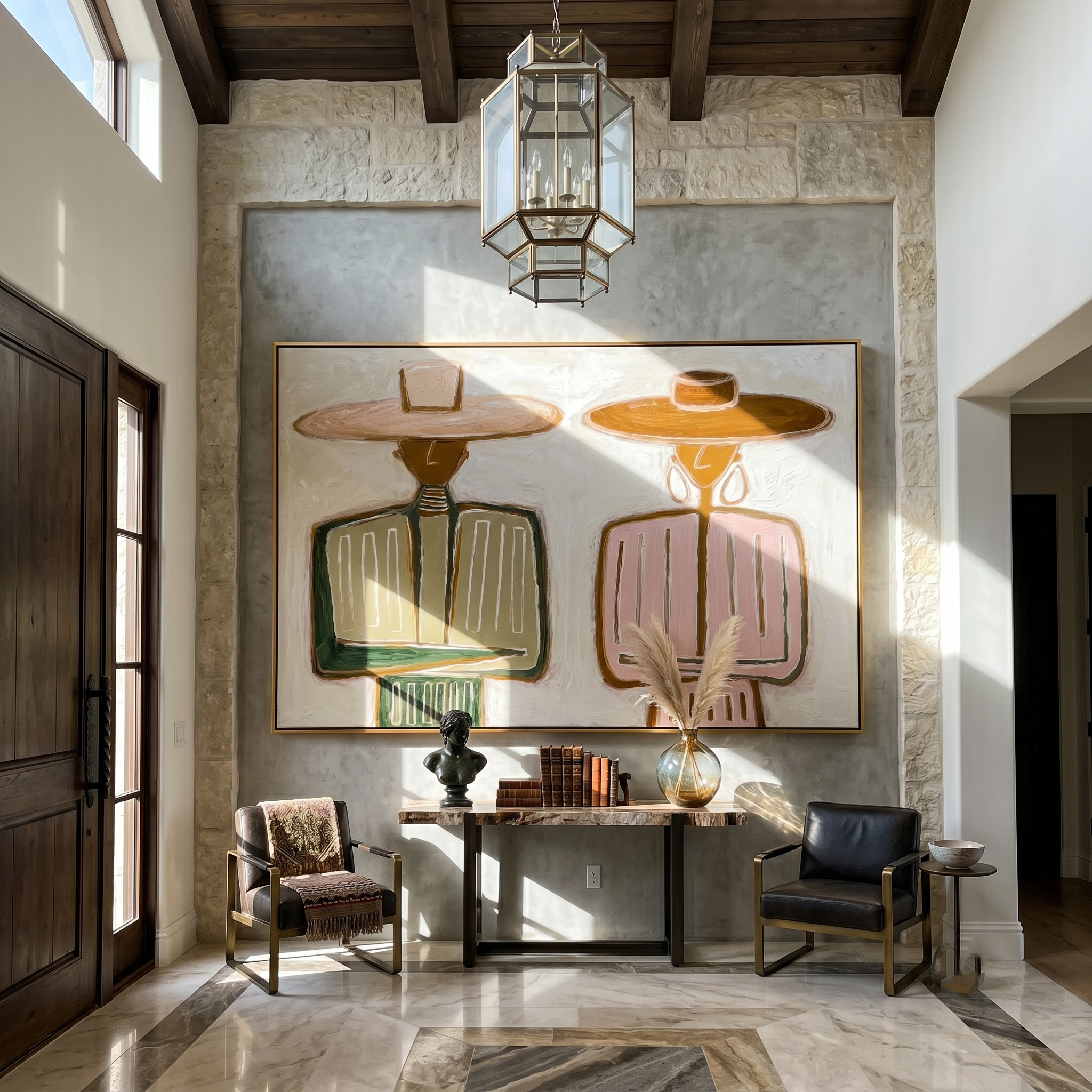 Quiet Harmony – Abstract Geometric Figures Painting | Heavy Texture Wabi-Sabi Wall Art