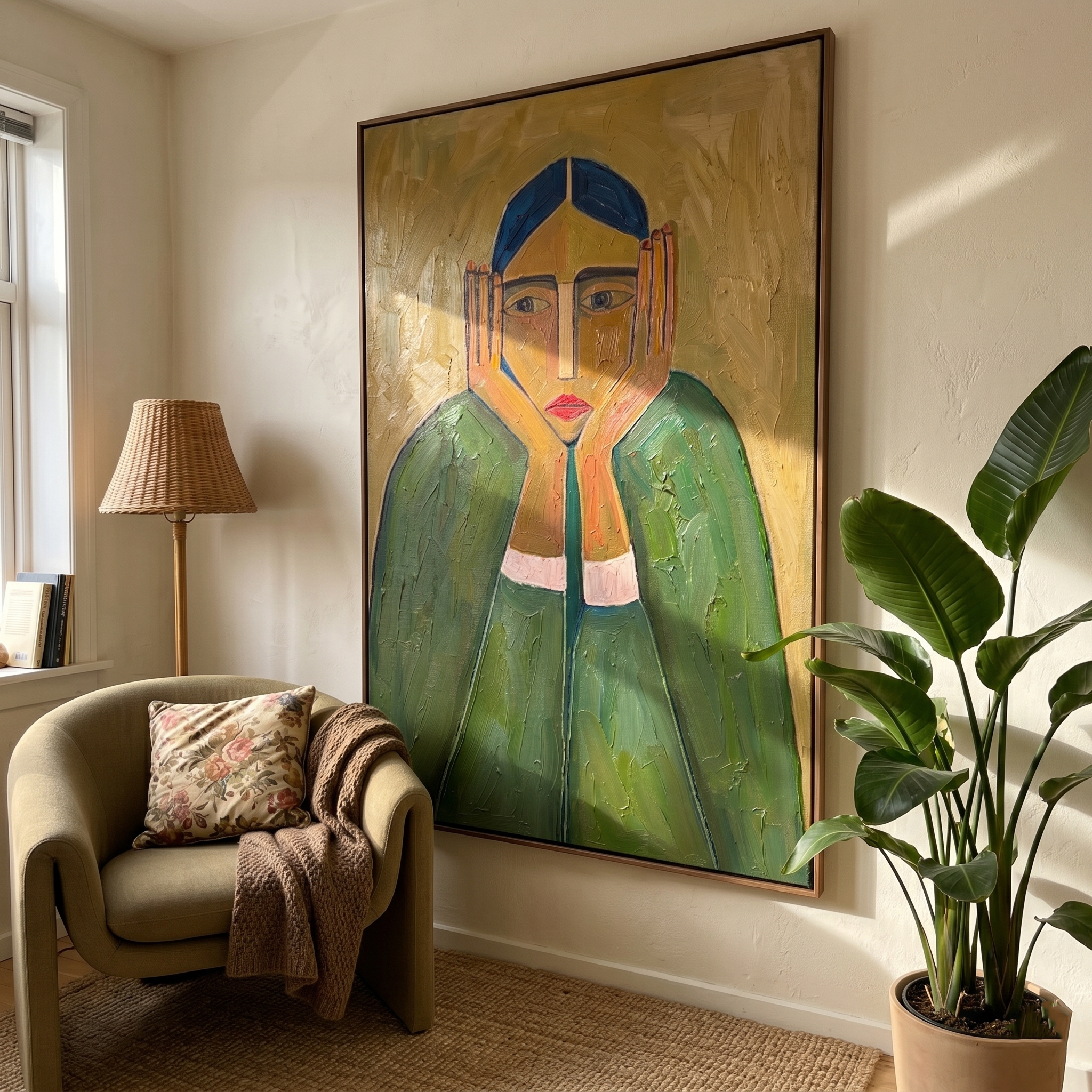 Wabi-Sabi Textured Figure Wall Art – Hand-Painted Plaster Knife