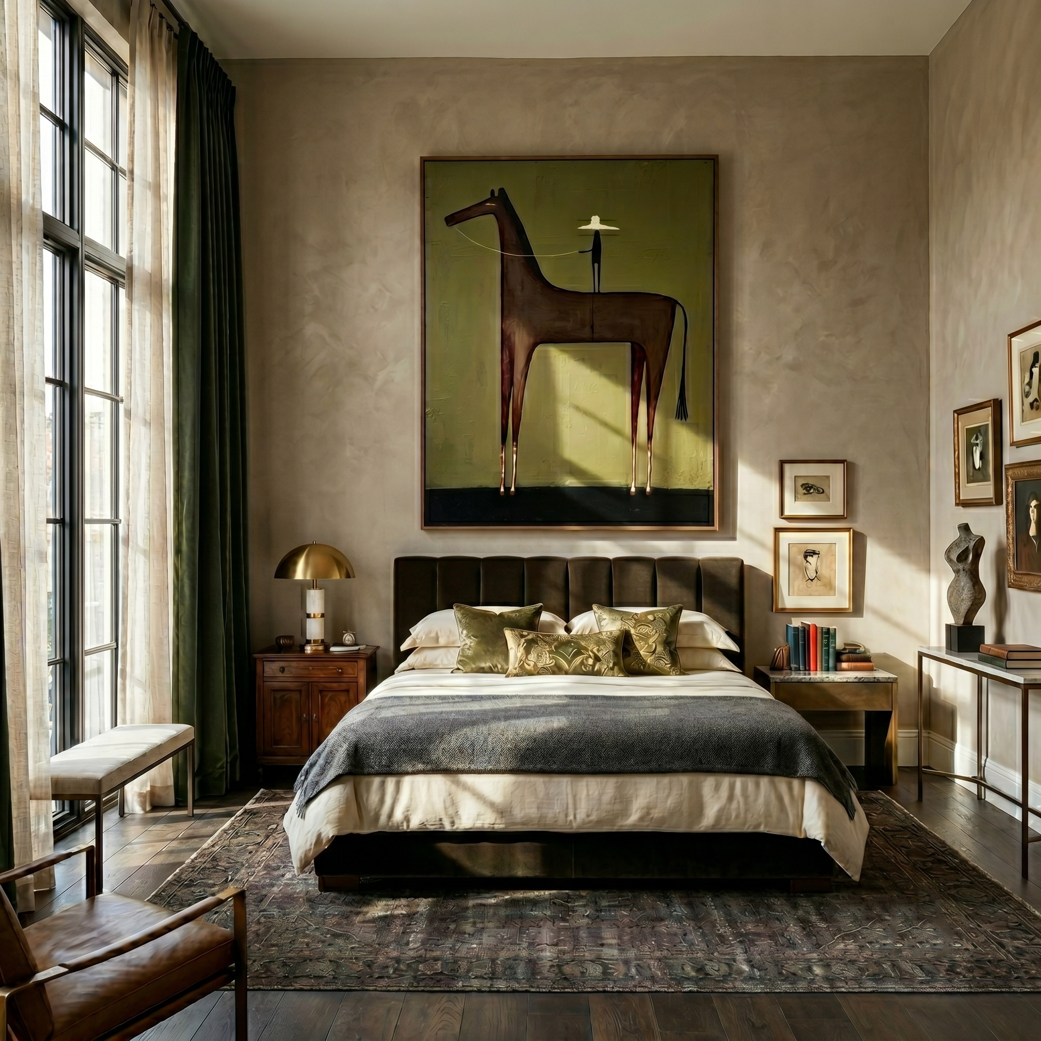 Towering Grace – Minimalist Equestrian Abstract Painting | Heavy Texture Wabi-Sabi Wall Art