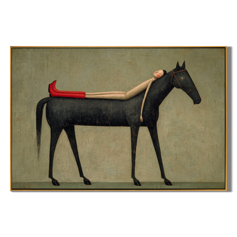 Dreamy Companion – Modern Whimsical Canvas Art | Minimalist Surrealism Living Room Art