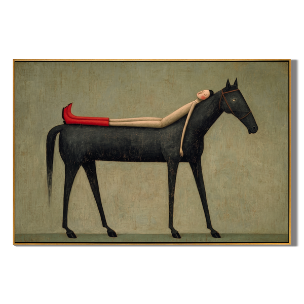 Dreamy Companion – Modern Whimsical Canvas Art | Minimalist Surrealism Living Room Art