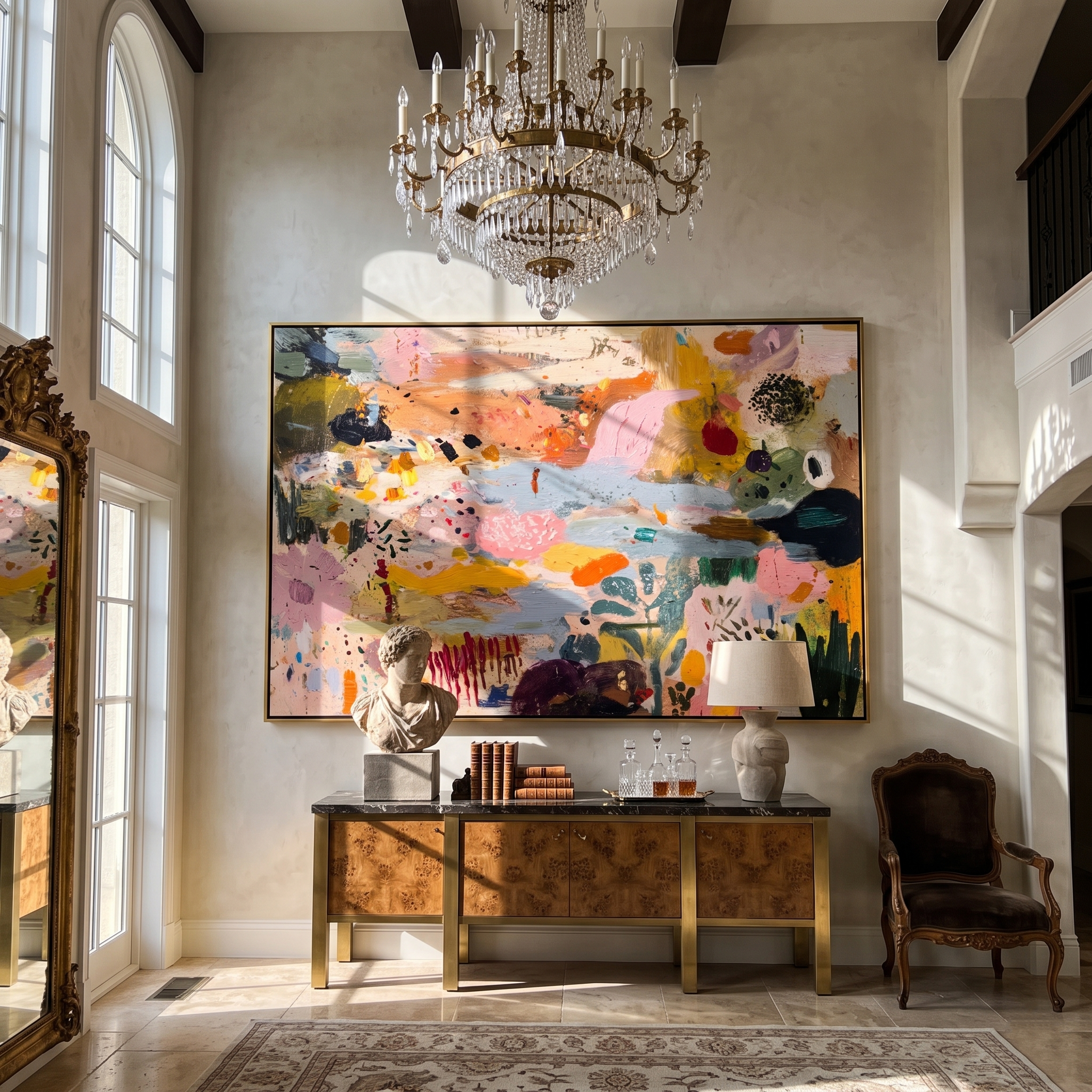 Wild Garden Burst – Colorful Abstract Expressionist Painting | Boho Chic Living Room Art