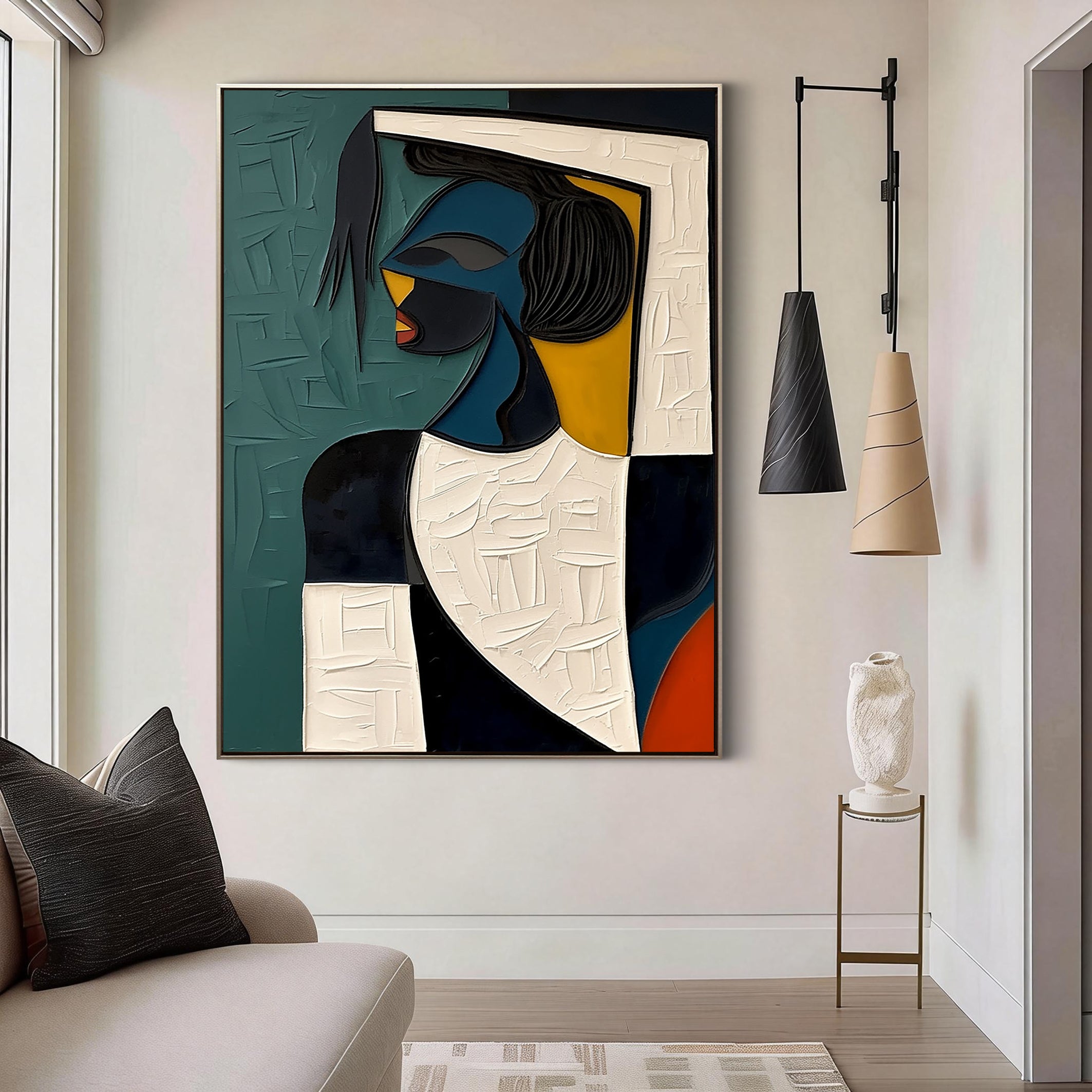 BEYOND FORM: Portrait Wall Art, Modern Abstract Figurine Pop Art Style Hand-Painted Oil Painting
