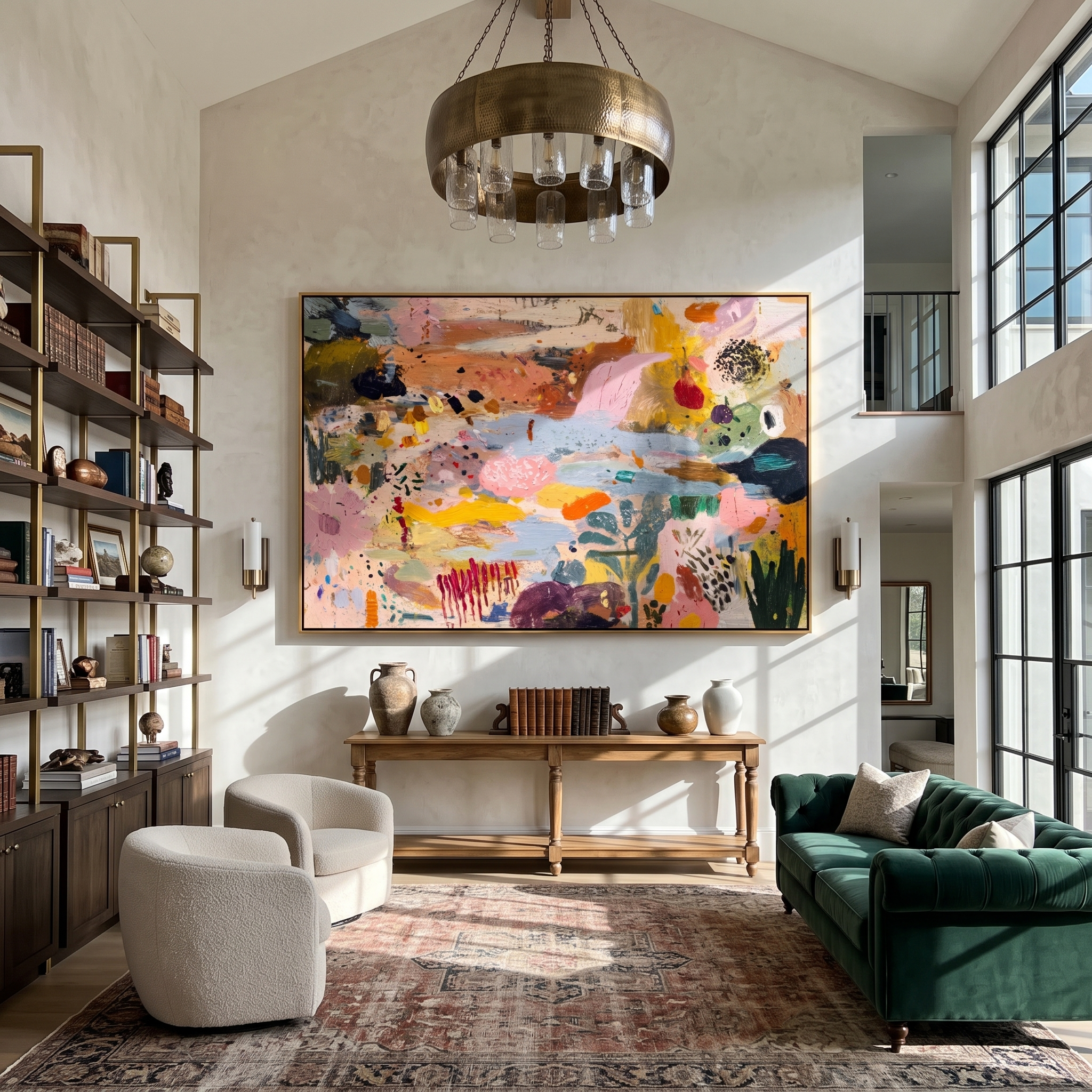 Wild Garden Burst – Colorful Abstract Expressionist Painting | Boho Chic Living Room Art