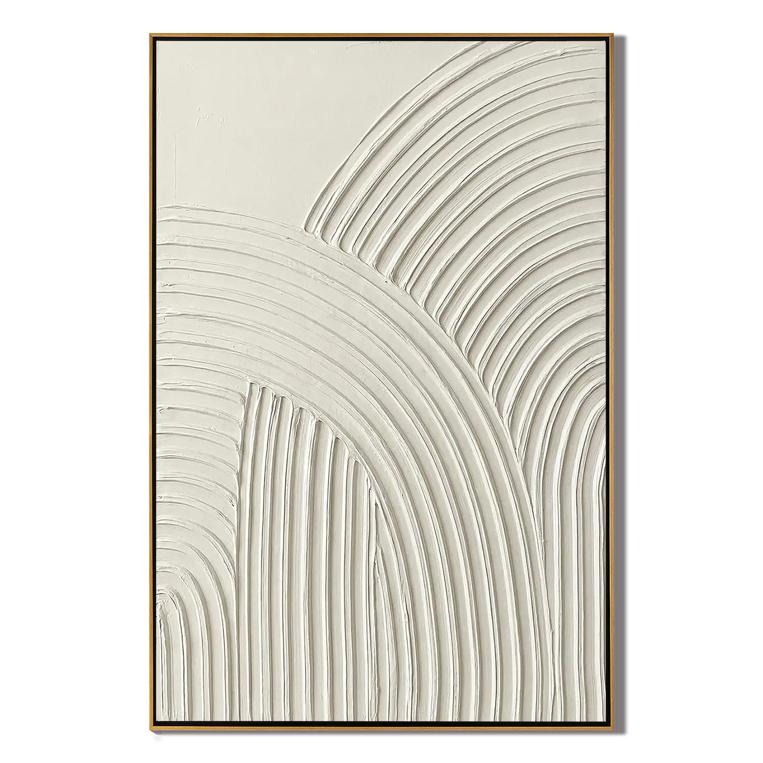 Sacred Arches – Minimalist Cream White Arch Textured Painting | Modern Geometric Plaster Hallway Art