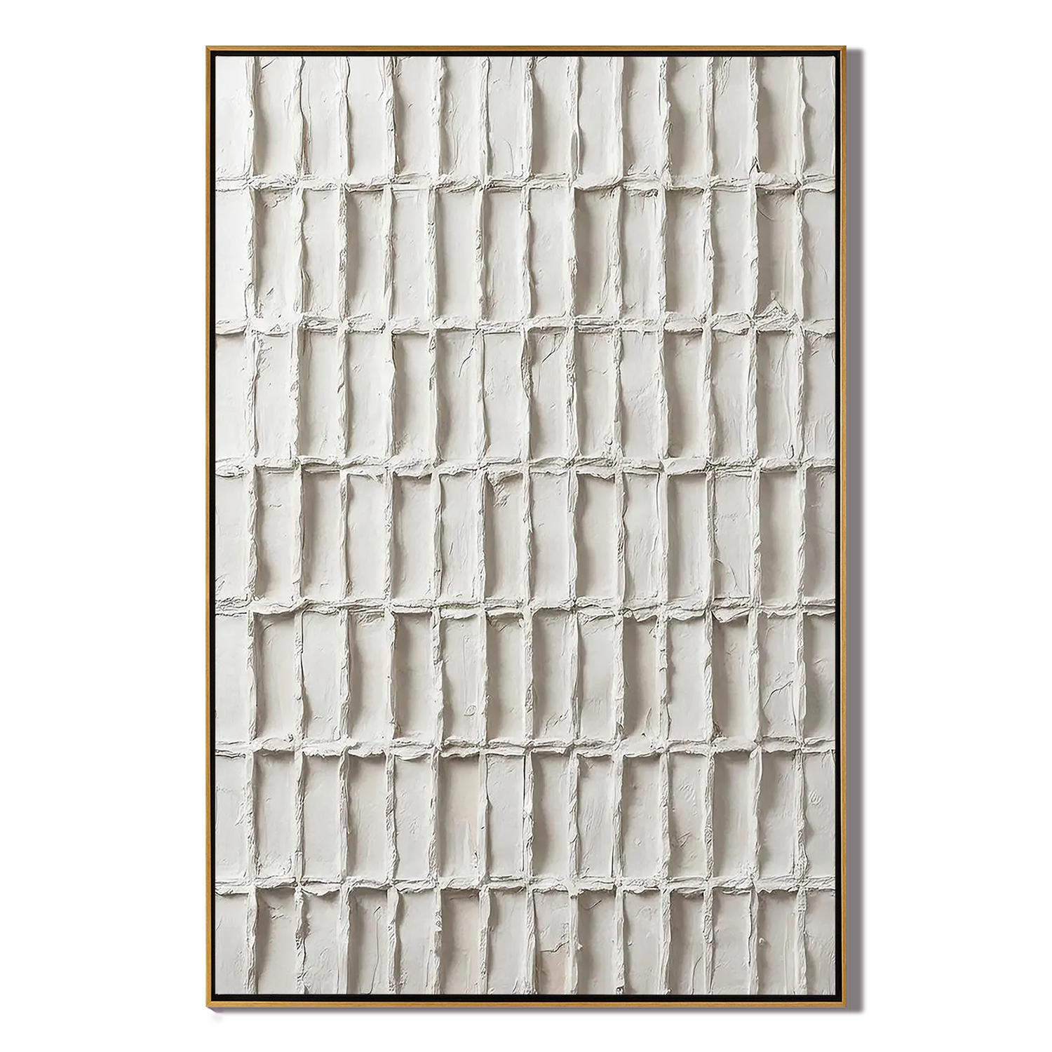 Poetry of Order – Minimalist Textured Grid Painting | Modern Wabi-Sabi Plaster Geometric Entryway Art