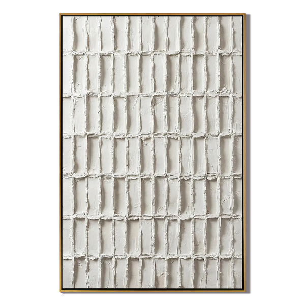 Poetry of Order – Minimalist Textured Grid Painting | Modern Wabi-Sabi Plaster Geometric Entryway Art