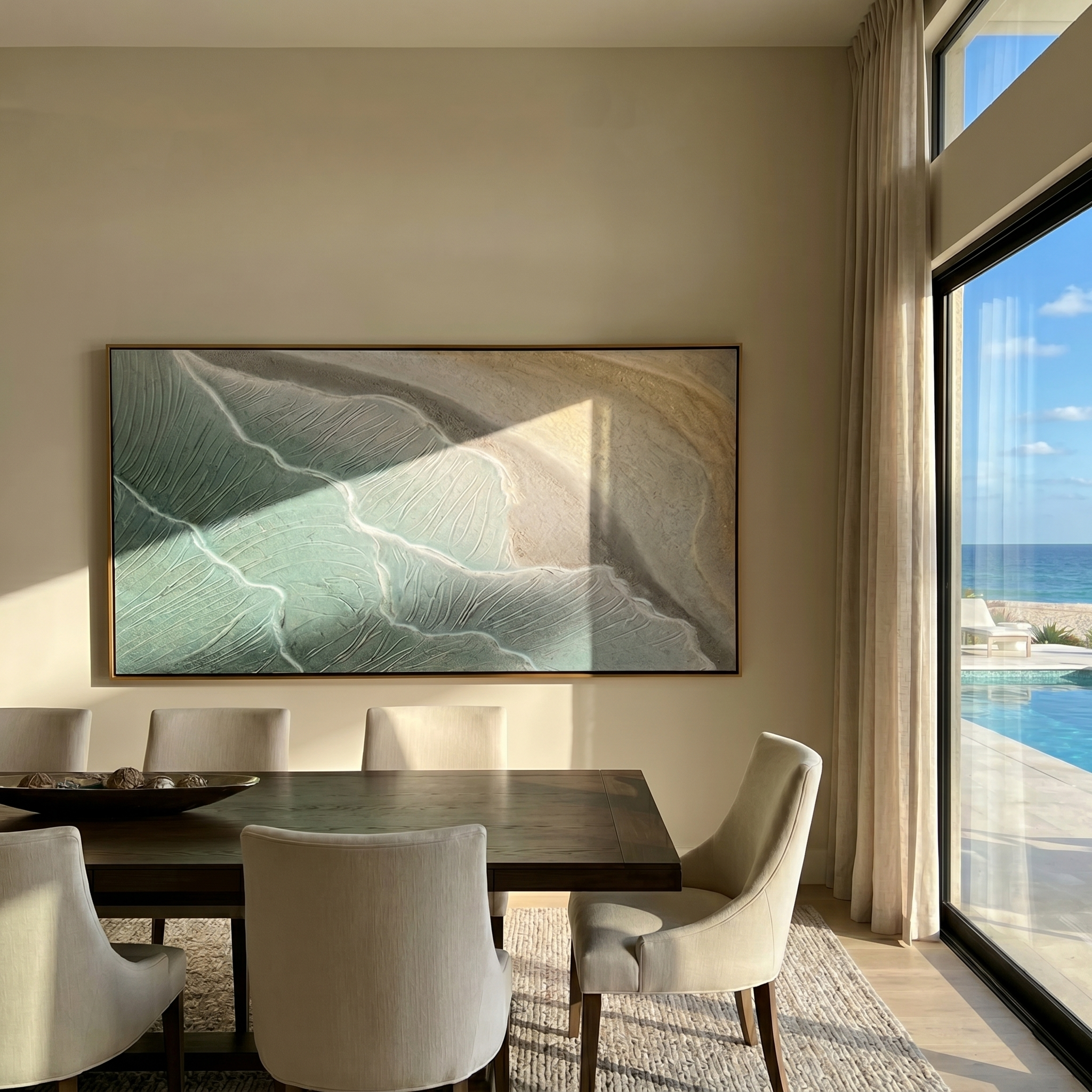 Tidal Serenity – Abstract Coastal Impasto Painting | Heavy Texture Modern Organic Wall Art