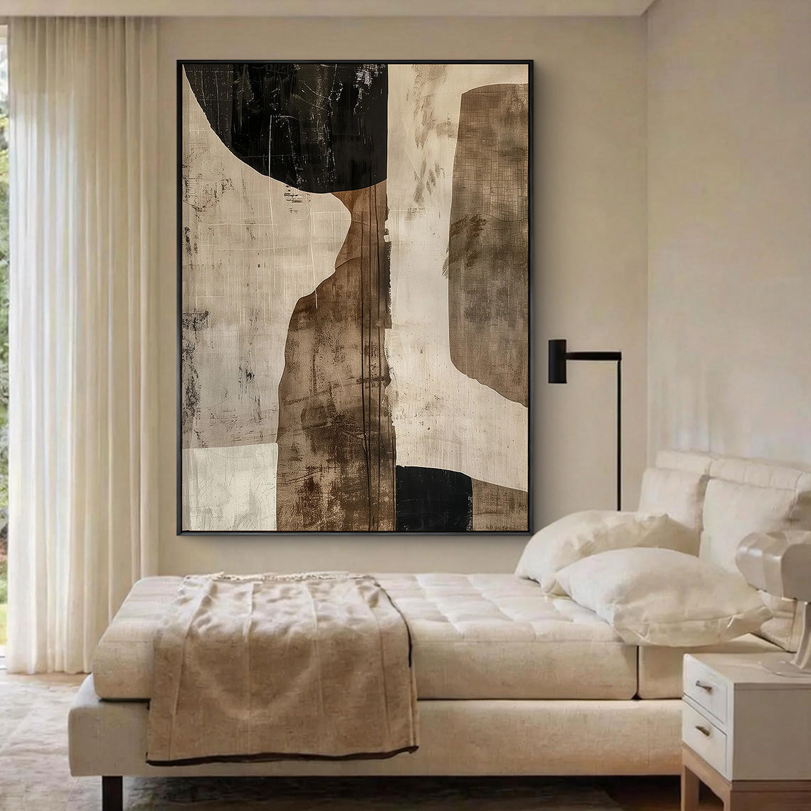 Earthen Monolith – Modern Industrial Textured Canvas Wabi-Sabi Painting | Japandi Wabi-Sabi Living Room & Bedroom Art