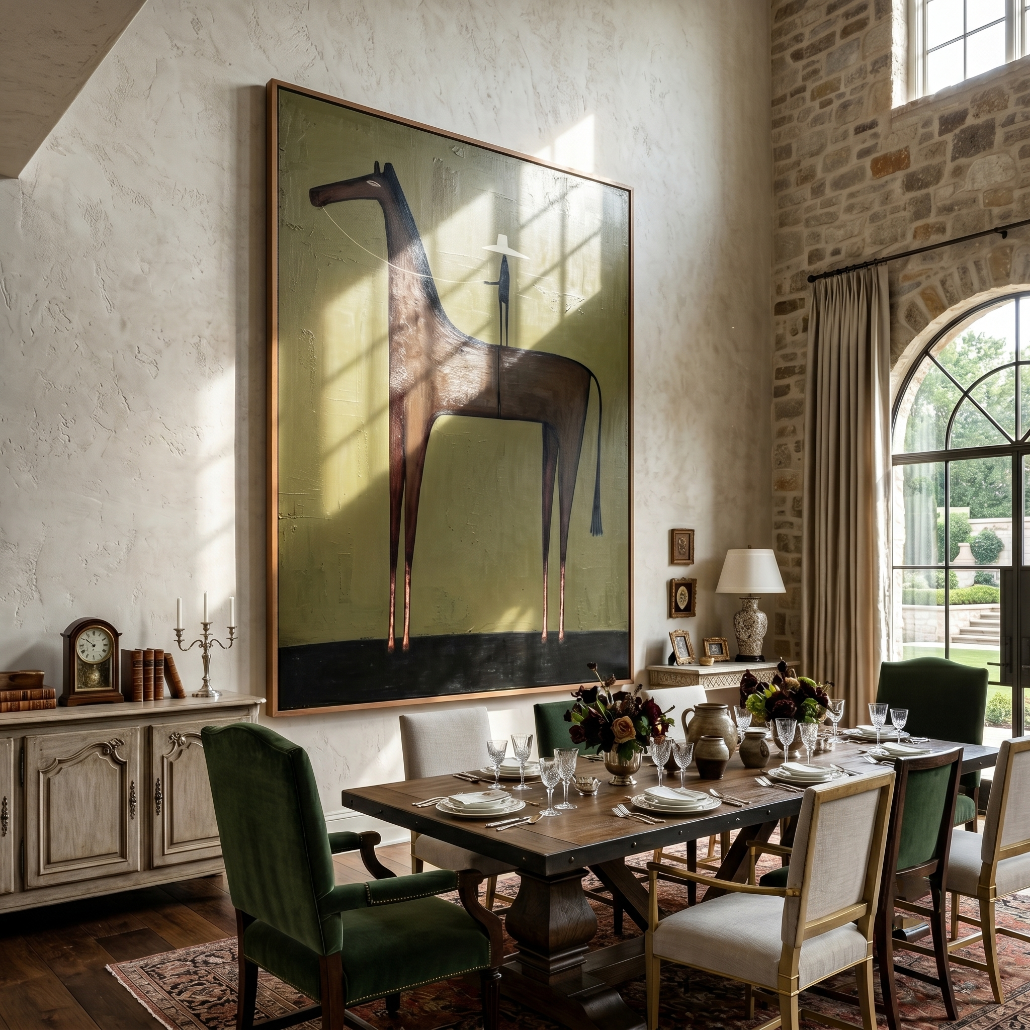 Towering Grace – Minimalist Equestrian Abstract Painting | Heavy Texture Wabi-Sabi Wall Art
