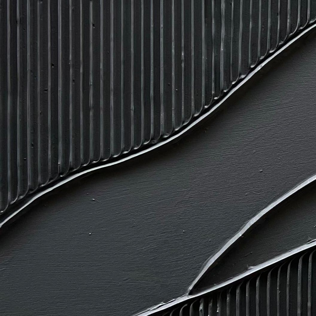 Obsidian Flow – Modern 3D Linear Abstract Minimalist Painting | Bold Minimalist Bedroom & Home Office Art