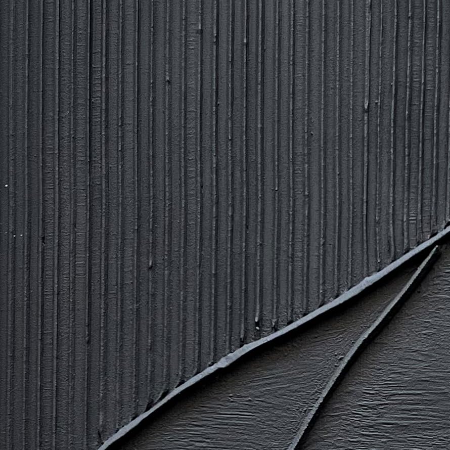 Midnight Flow – Minimalist Black Wave Relief Texture Painting | Modern Minimalist Bedroom & Home Office Art