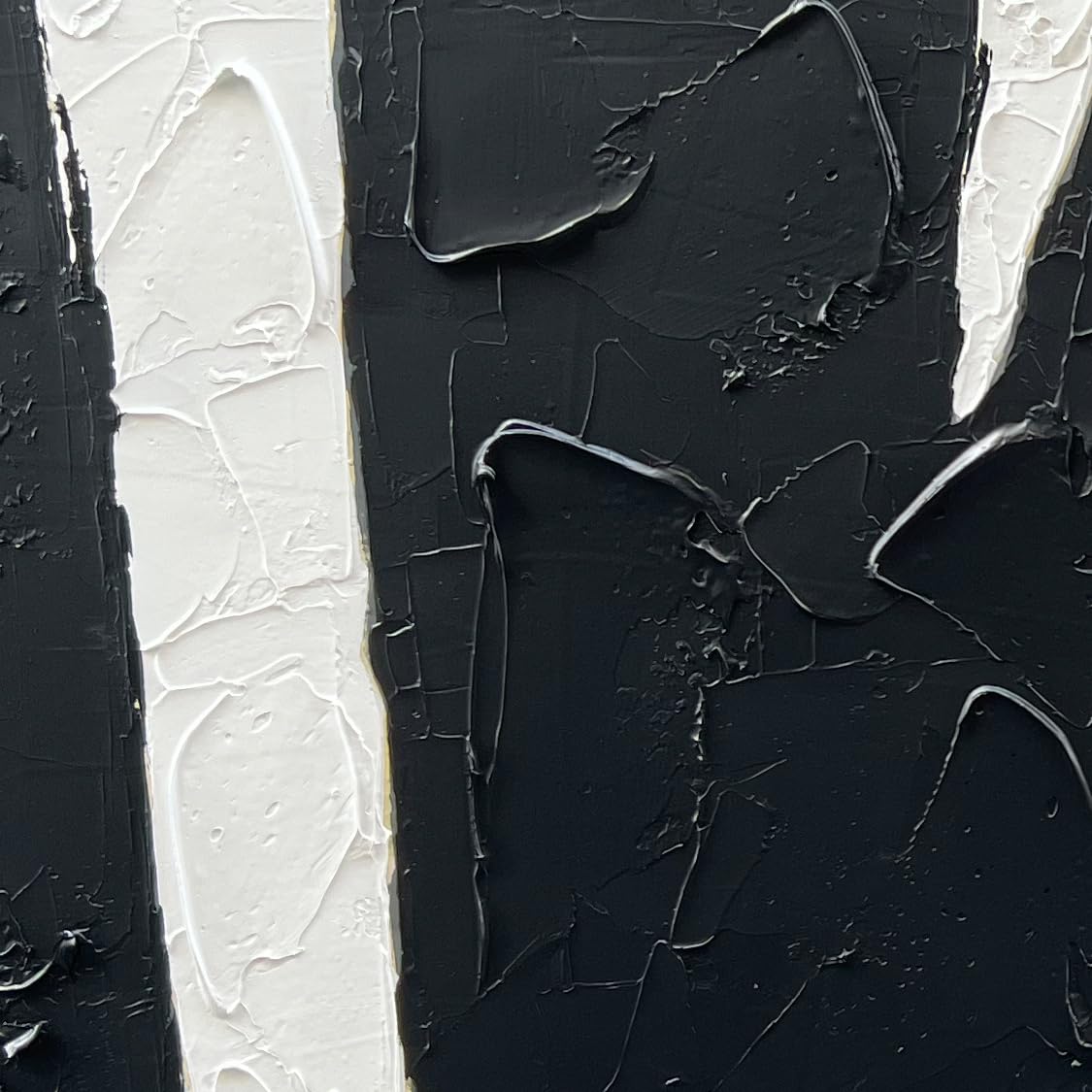 Urban Mono – Bold Black and White Abstract Painting | Heavy Texture Minimalist Living Room Decor